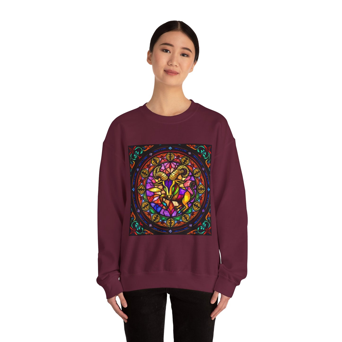 Unisex Heavy Blend™ Crewneck Sweatshirt, Glass 1, Taurus Zodiac Design