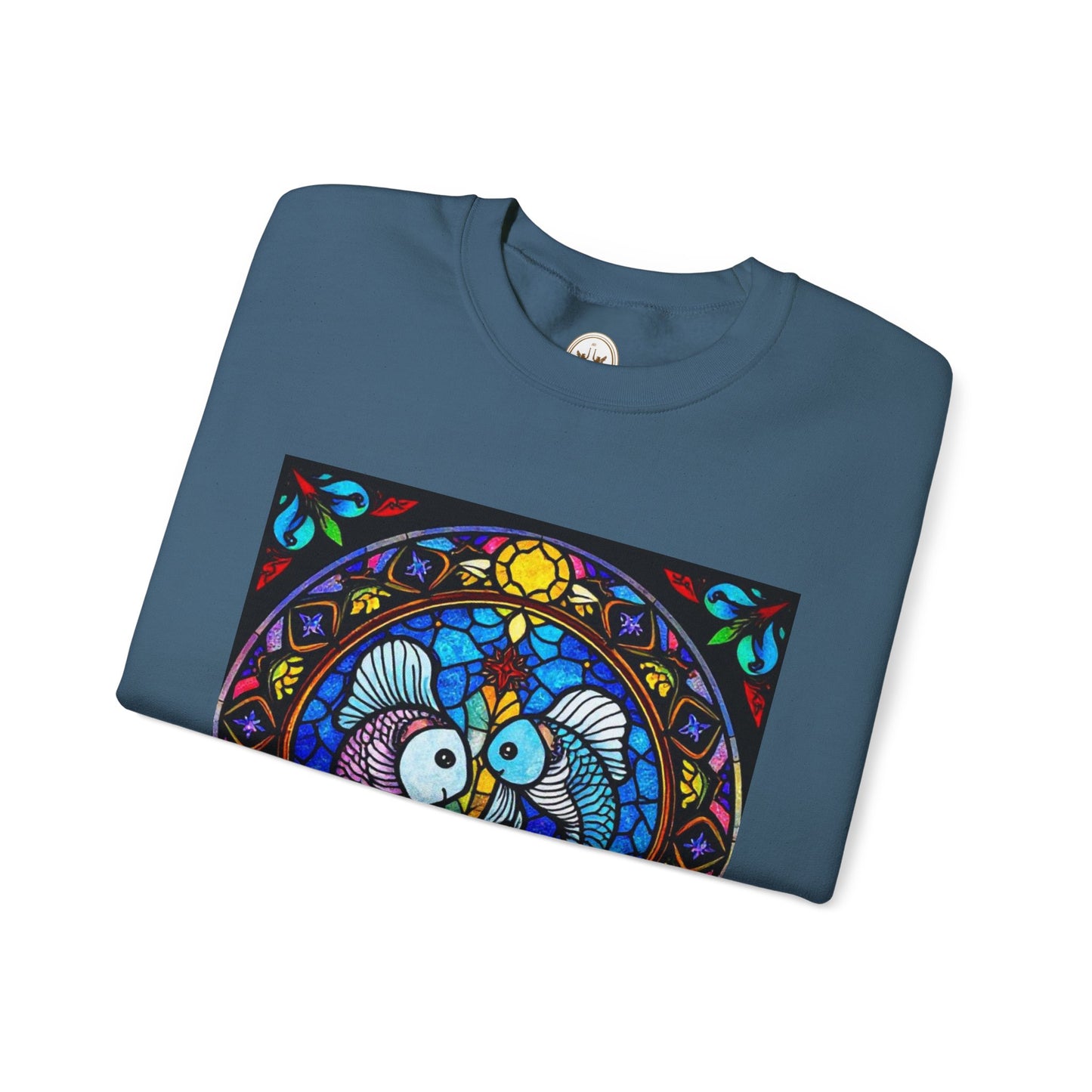 Unisex Heavy Blend™ Crewneck Sweatshirt, Glass, Pisces Zodiac Design