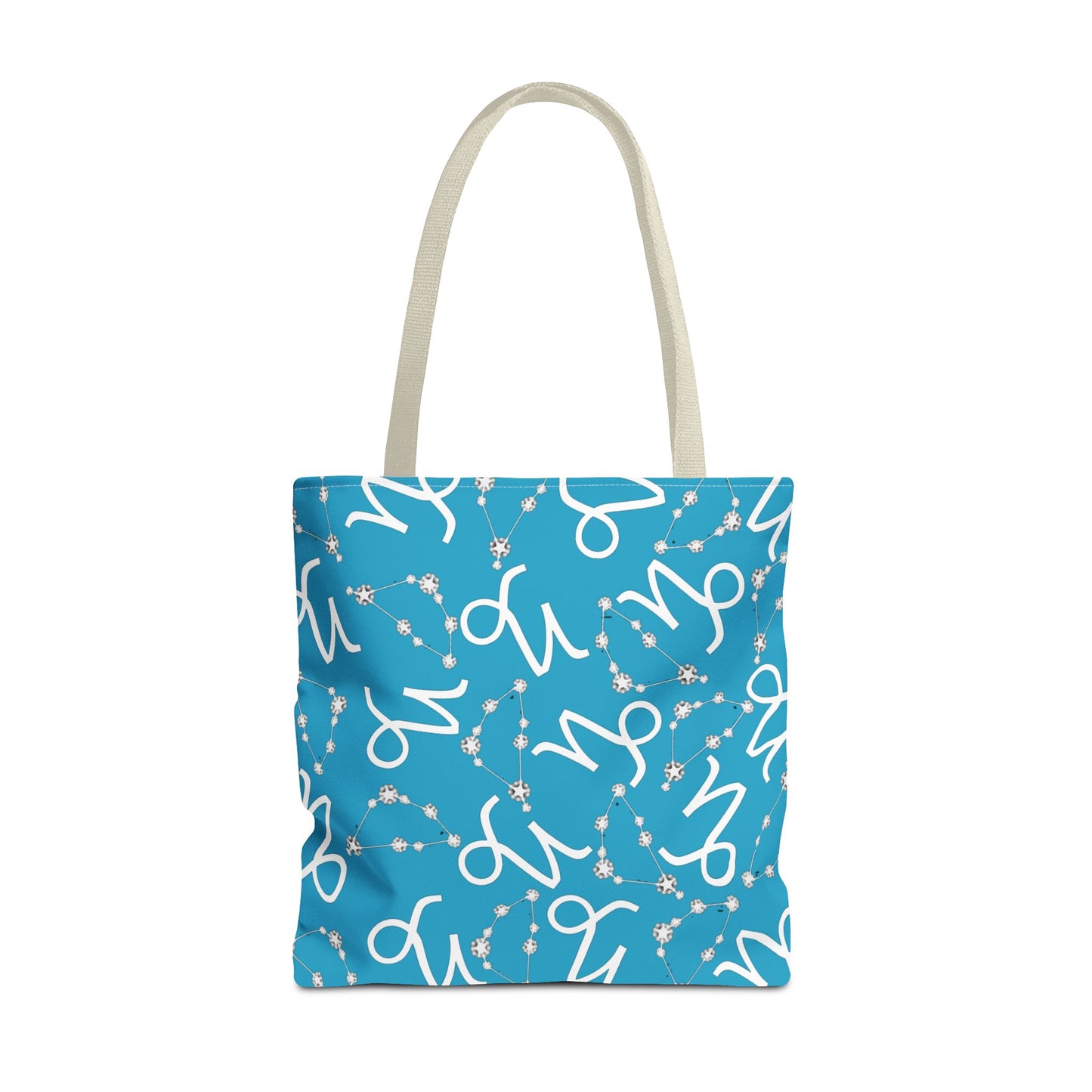 Tote Bag, Capricorn Zodiac Sign, AOP, (Turquoise, White)