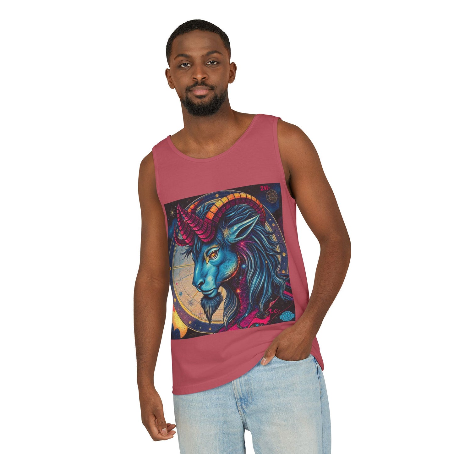 Unisex Garment-Dyed, Tank Top, Capricorn, Pop Art, 100% US cotton