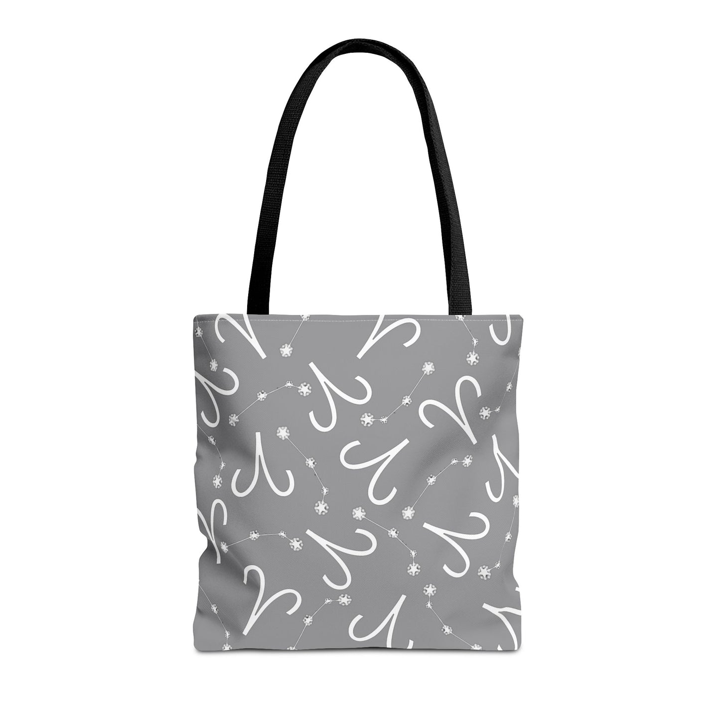Tote Bag, Aries Zodiac Sign, AOP, (Grey, White)