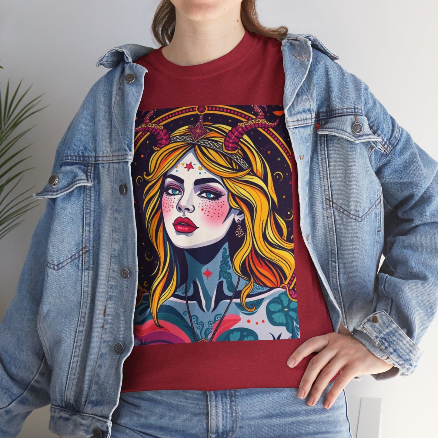 Unisex Heavy Cotton T-Shirt, Virgo, Zodiac v2, Sexy Art