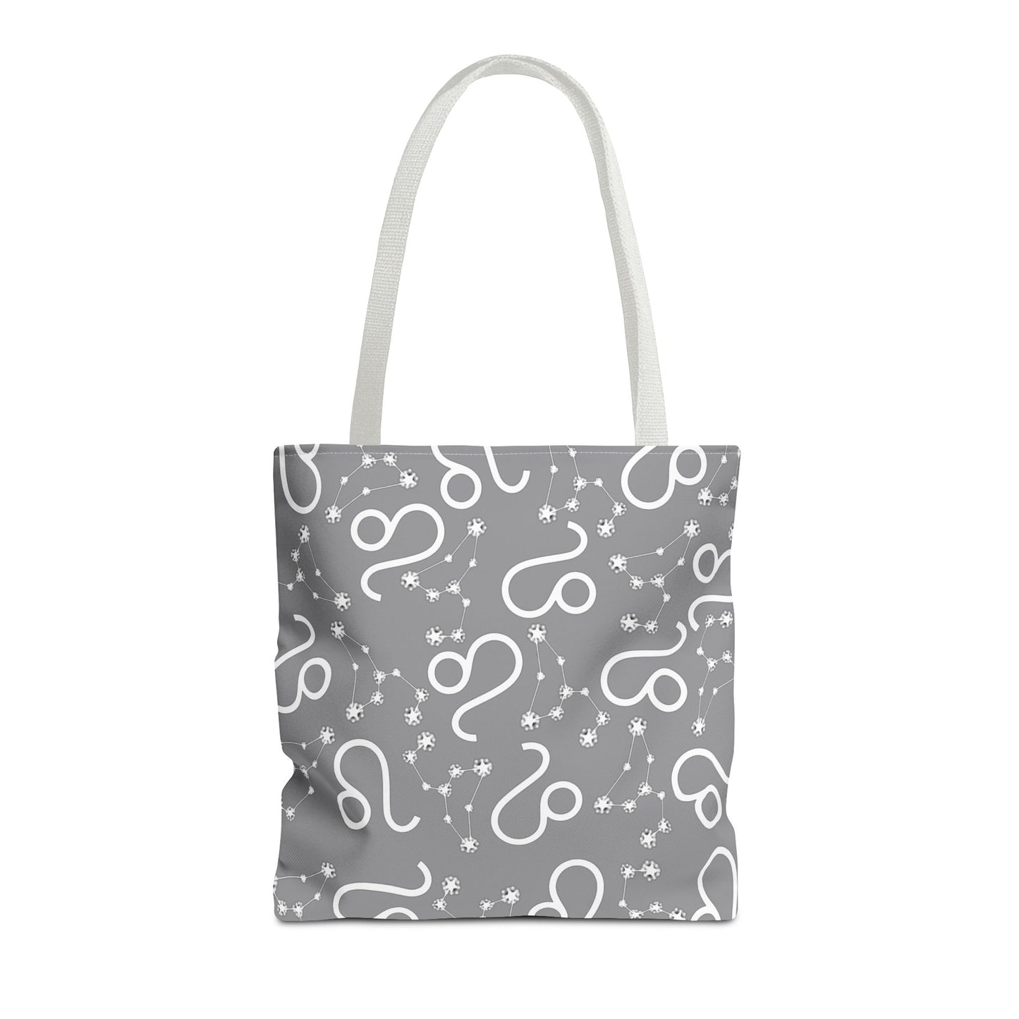 Tote Bag, Leo Zodiac Sign, AOP, (Grey, White)