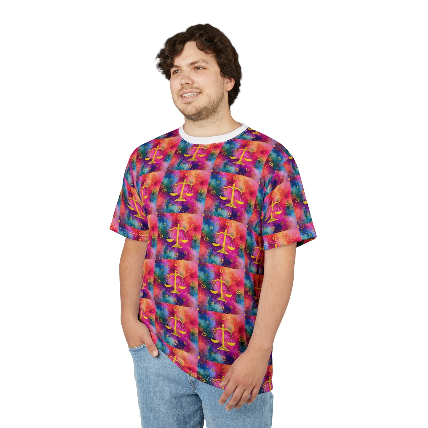 Unisex Cut & Sew T-Shirt, AOP, Libra, Zodiac, Pattern