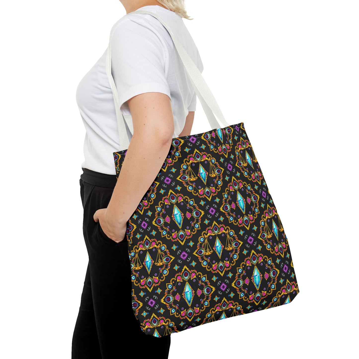 Tote Bag (AOP), Libra, Zodiac v1, Jewel Pattern
