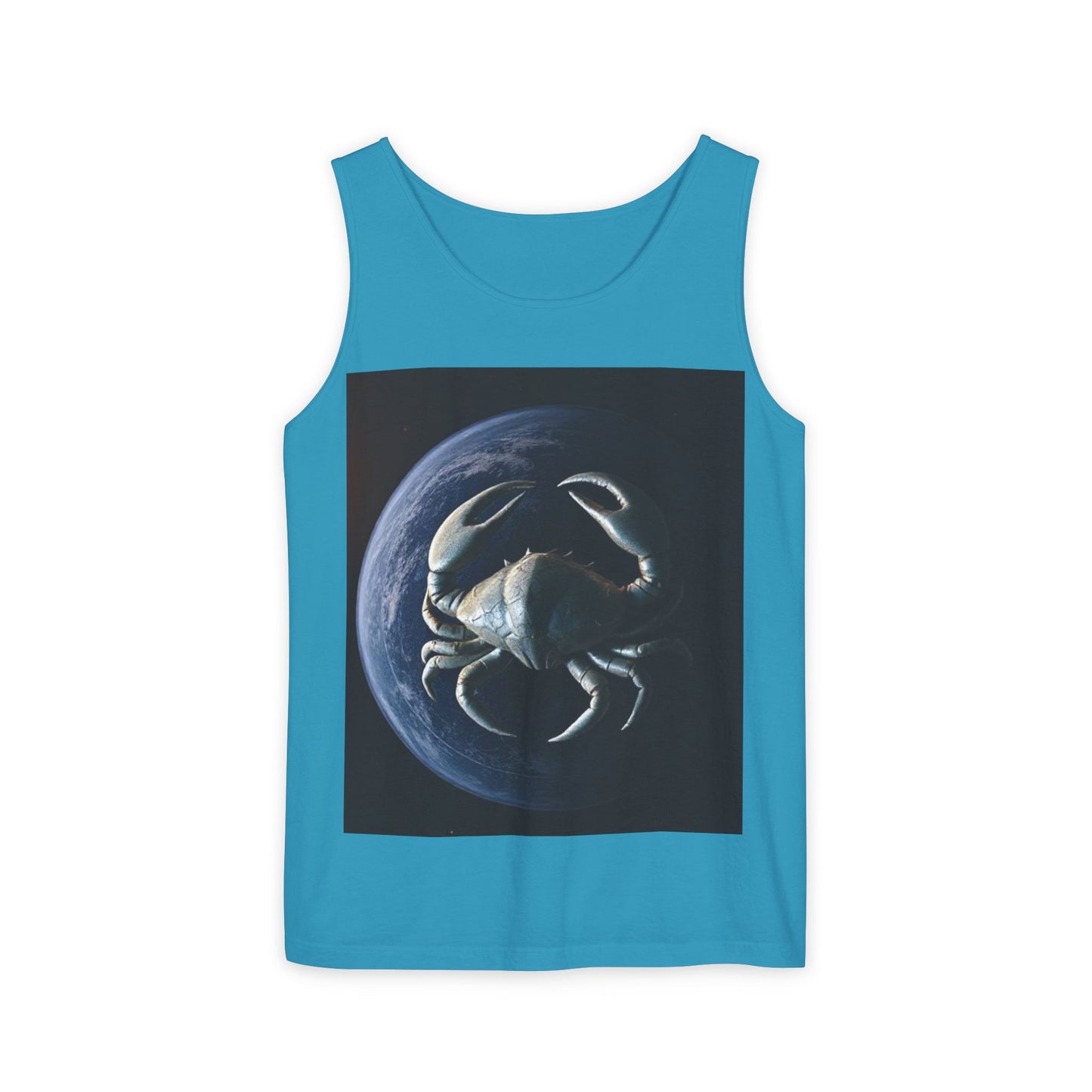 Unisex Garment-Dyed, Tank Top, Cancer Design, Planet Crab, 100% US cotton