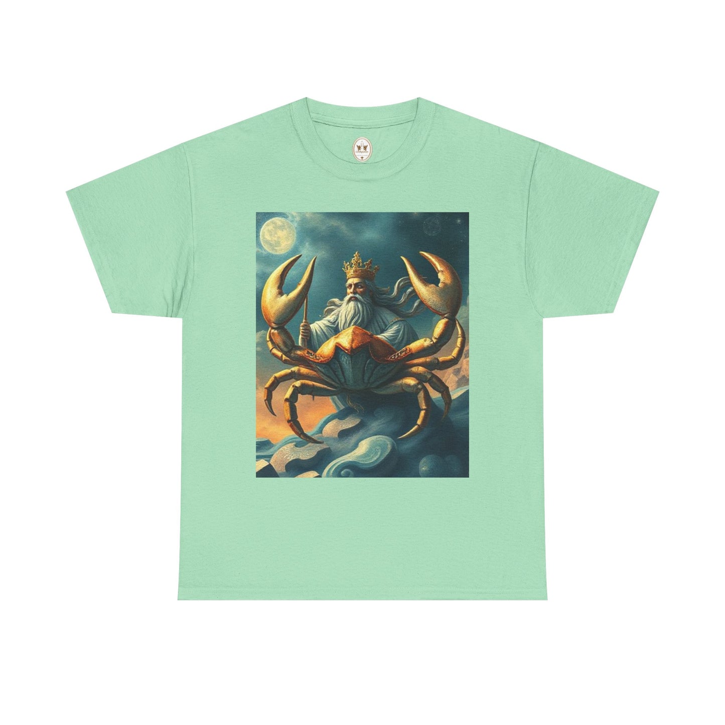 Unisex Heavy Cotton T-Shirt, Crustacean King v1, Cancer Zodiac Design