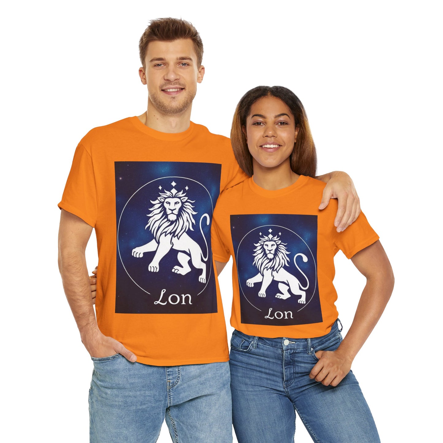 Unisex Heavy Cotton T-Shirt, Space Lion, Leo Zodiac Design