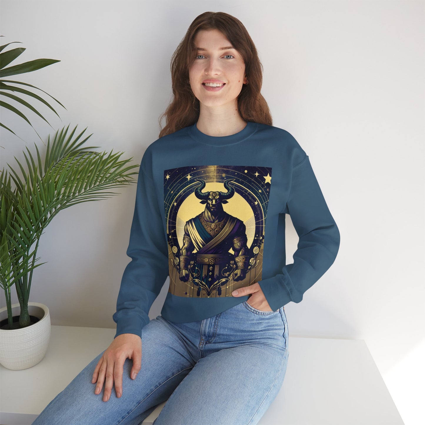 Unisex Heavy Blend™ Crewneck Sweatshirt, Minotaur, Taurus Zodiac Design