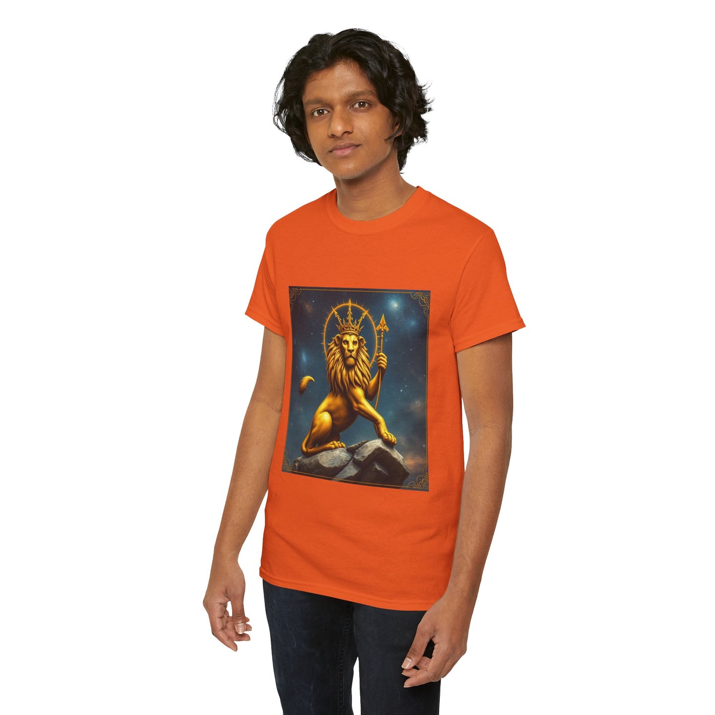 Unisex Heavy Cotton T-Shirt, King of Lions, Leo Zodiac Design