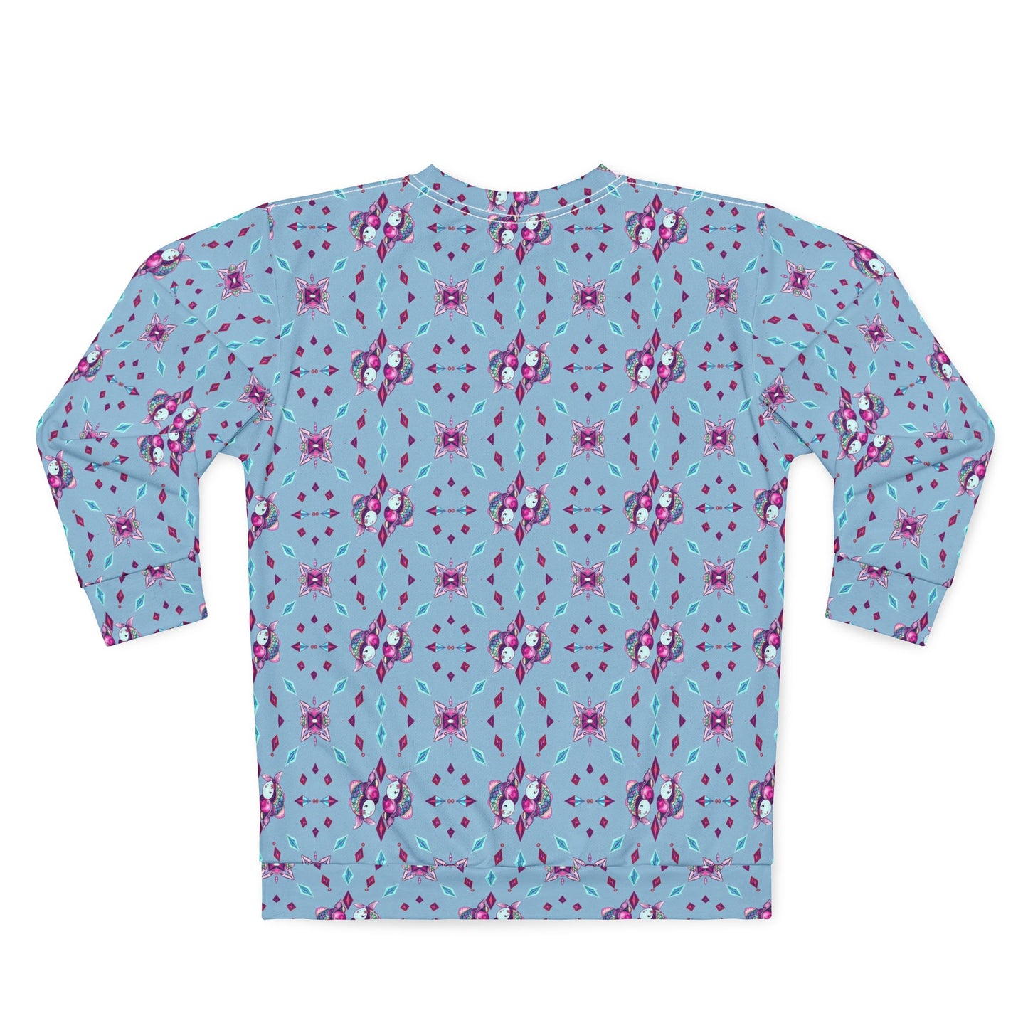 Unisex Sweatshirt (AOP), Pisces, Zodiac v3, Jewel Pattern