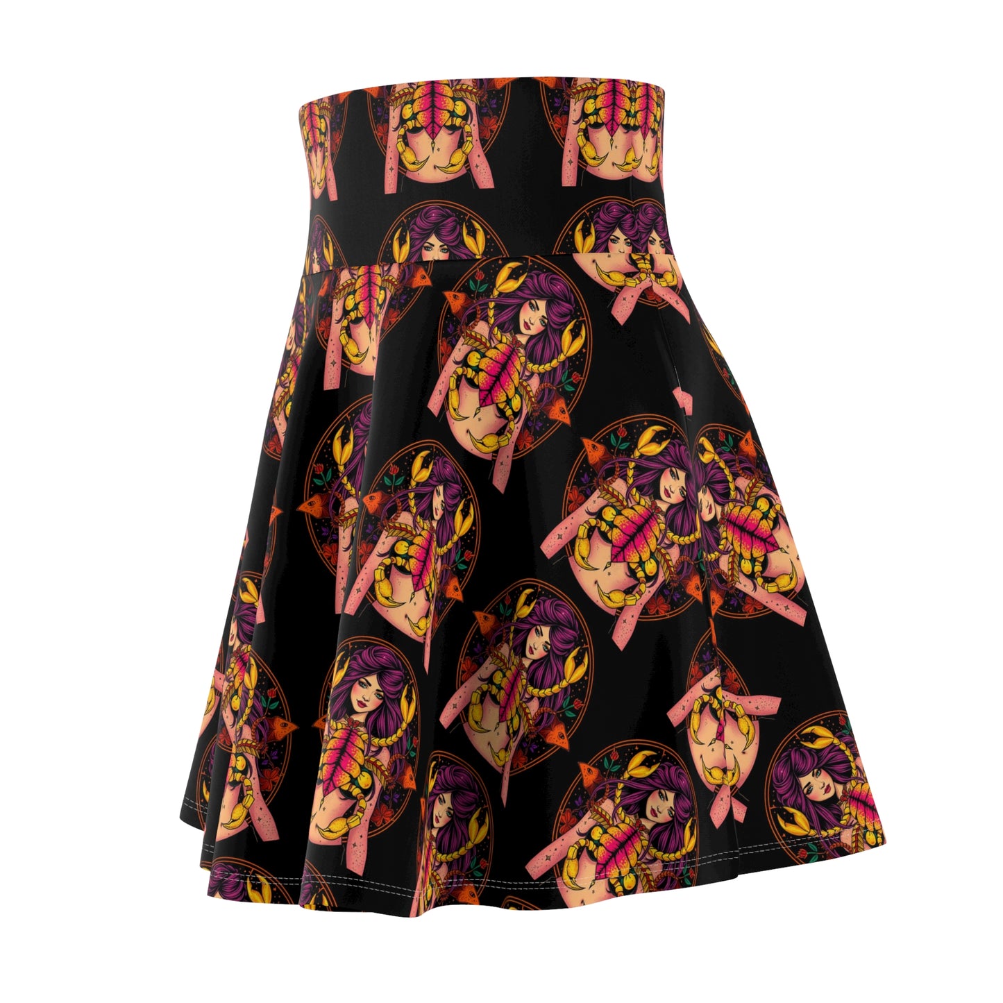 Women's Skater Skirt, (AOP), Scorpio, Zodiac v3, Sexy Pattern