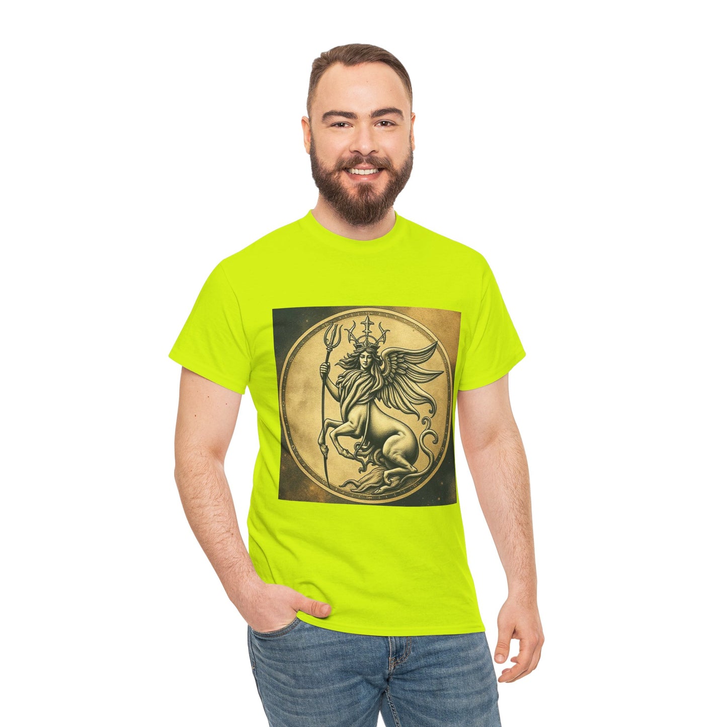 Unisex Heavy Cotton T-Shirt, Animal Angel v1, Virgo Zodiac Design