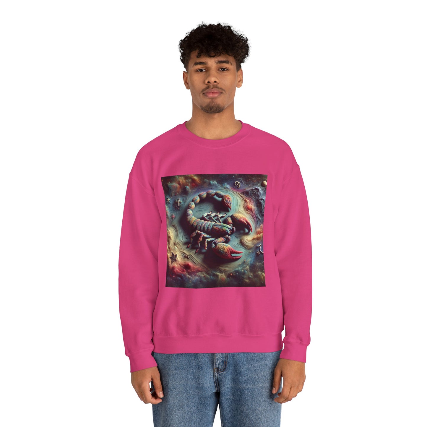 Unisex Heavy Blend™ Crewneck Sweatshirt, Trippy Mist Scorpion, Scorpio Zodiac Design
