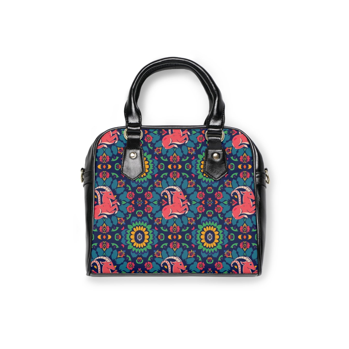 Shoulder Handbag, Capricorn, Zodiac, Flower Pattern