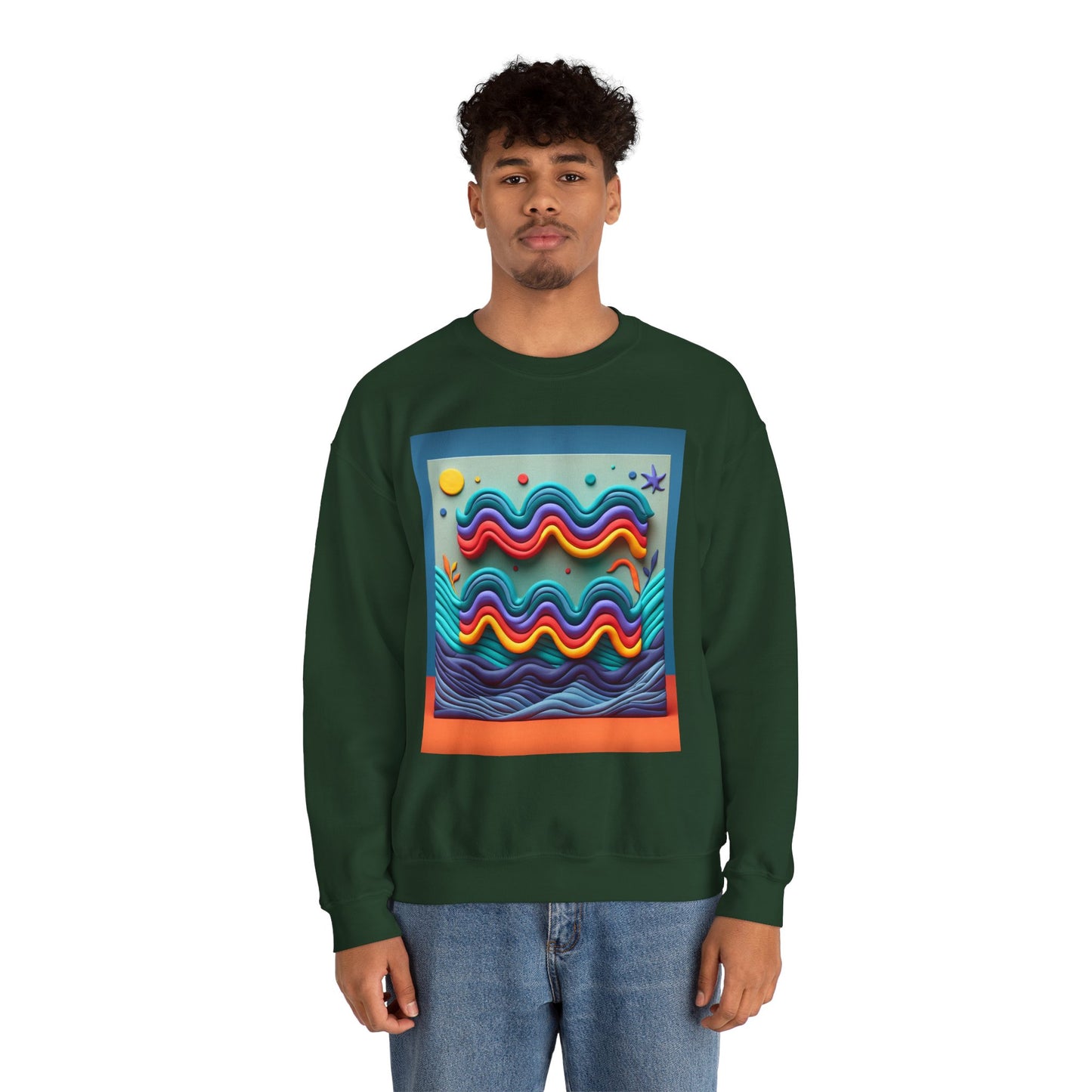Unisex Heavy Blend™ Crewneck Sweatshirt, Water Painting, Aquarius Zodiac Design