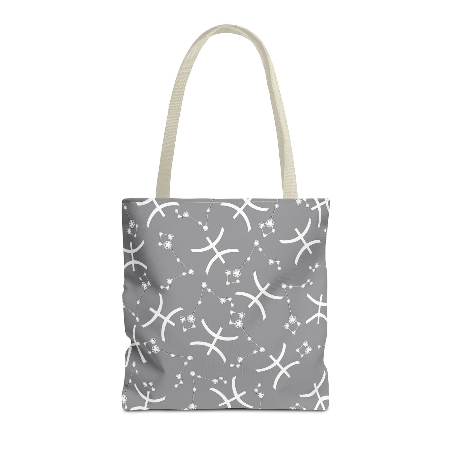 Tote Bag, Pisces Zodiac Sign, AOP, (Grey, White)