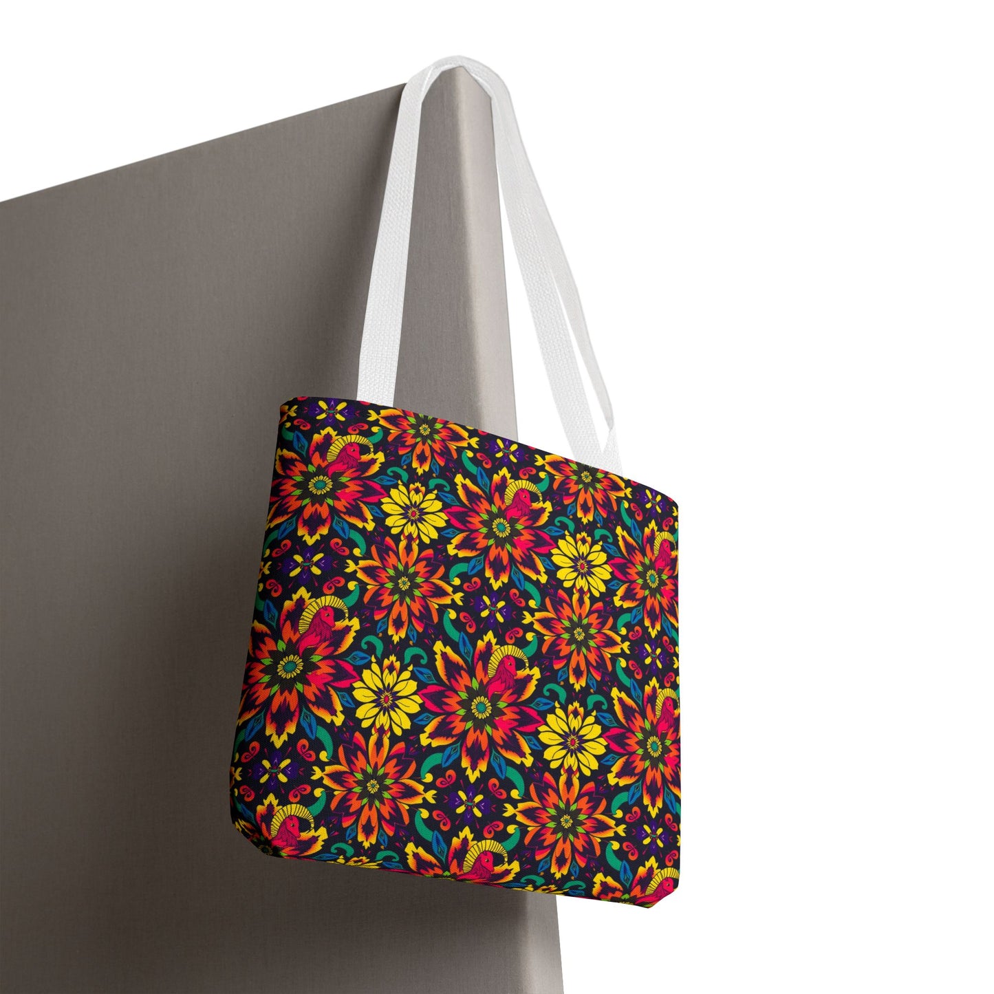 Tote Bag, (AOP), Capricorn, Zodiac, Flower Pattern