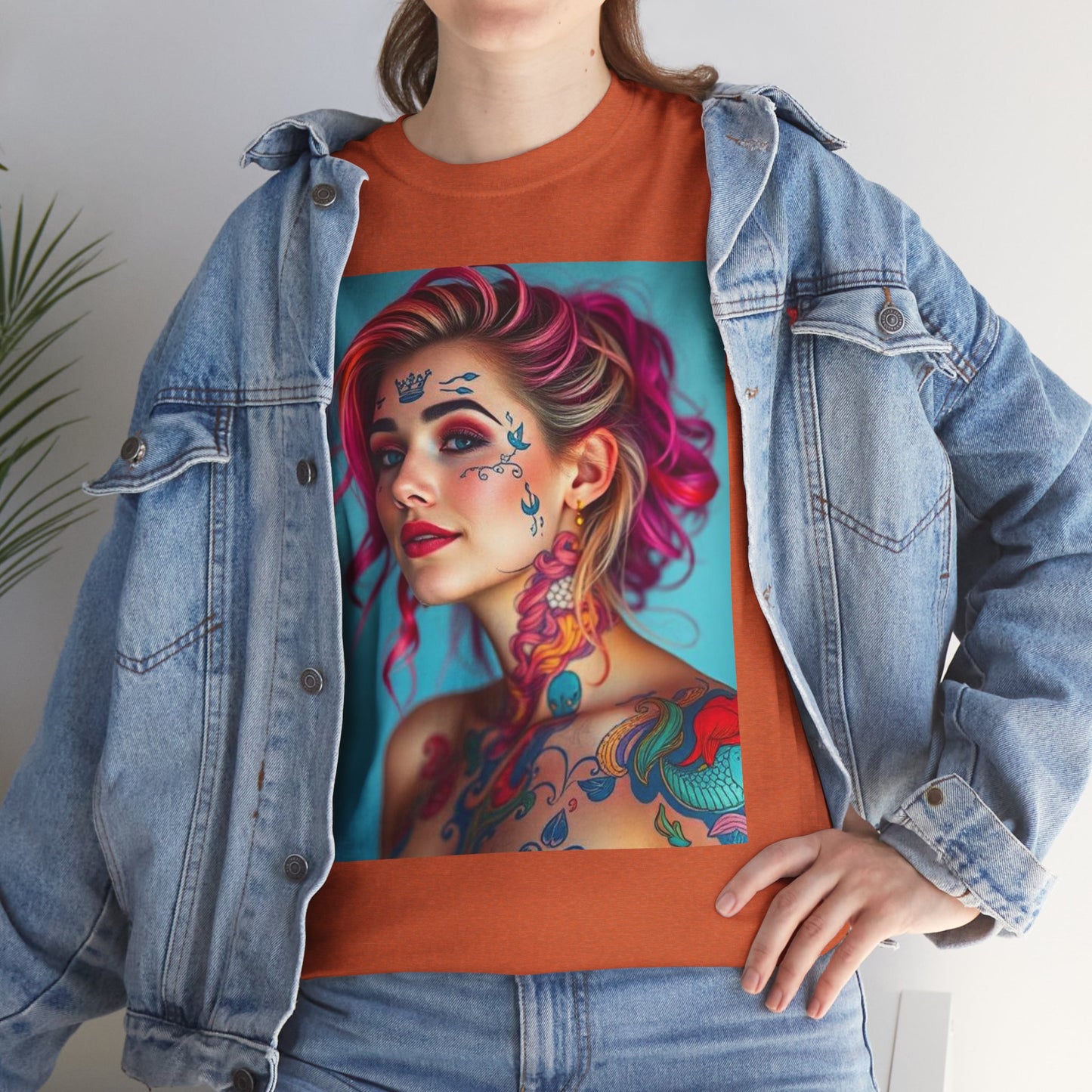 Unisex Heavy Cotton T-Shirt, Pisces, Zodiac v3, Sexy Art