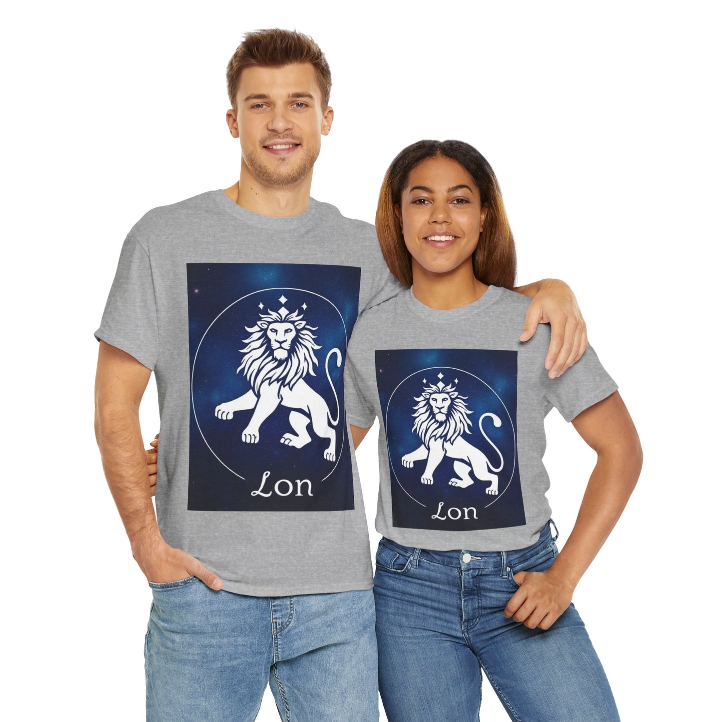 Unisex Heavy Cotton T-Shirt, Space Lion, Leo Zodiac Design