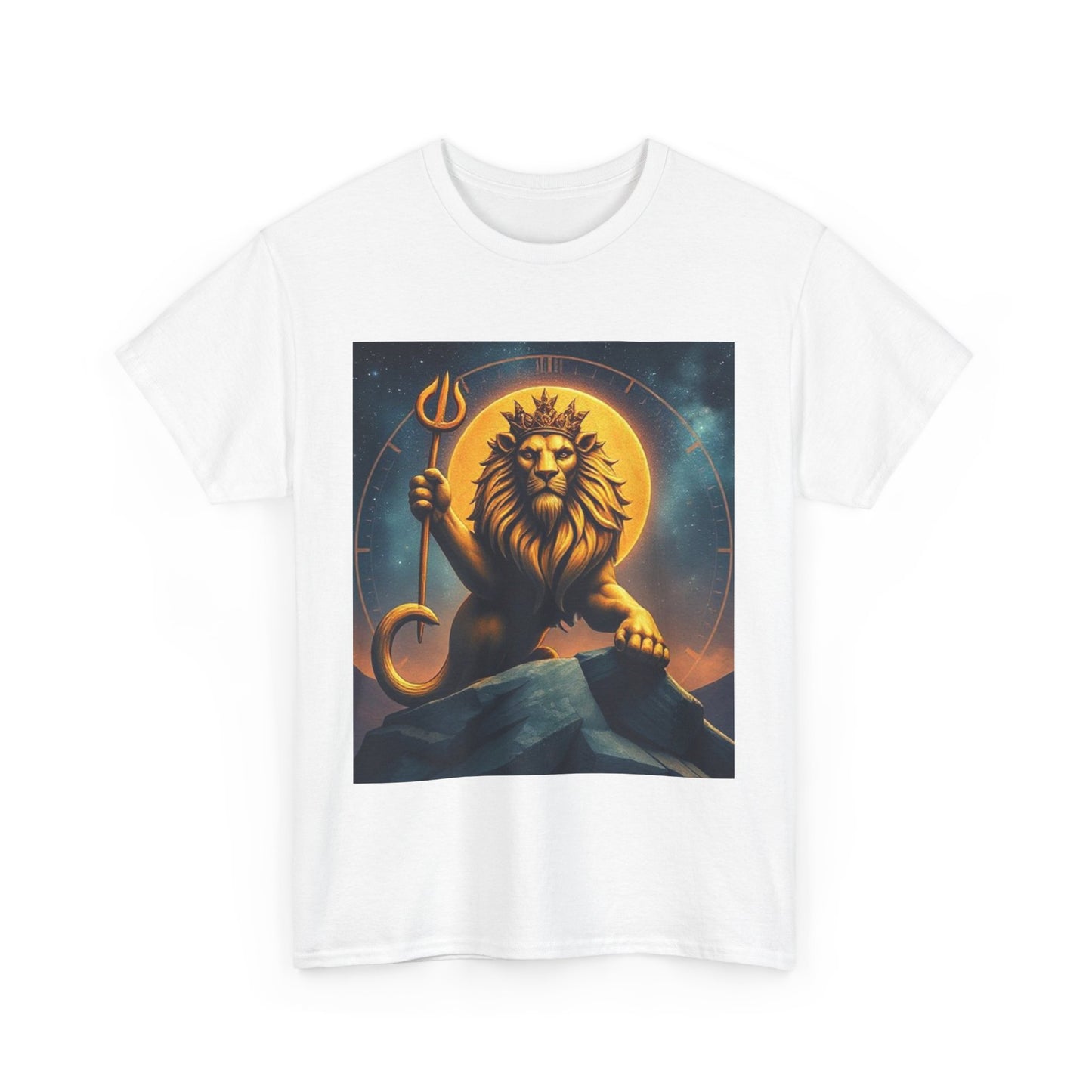 Unisex Heavy Cotton T-Shirt, King of Lions v2, Leo Zodiac Design