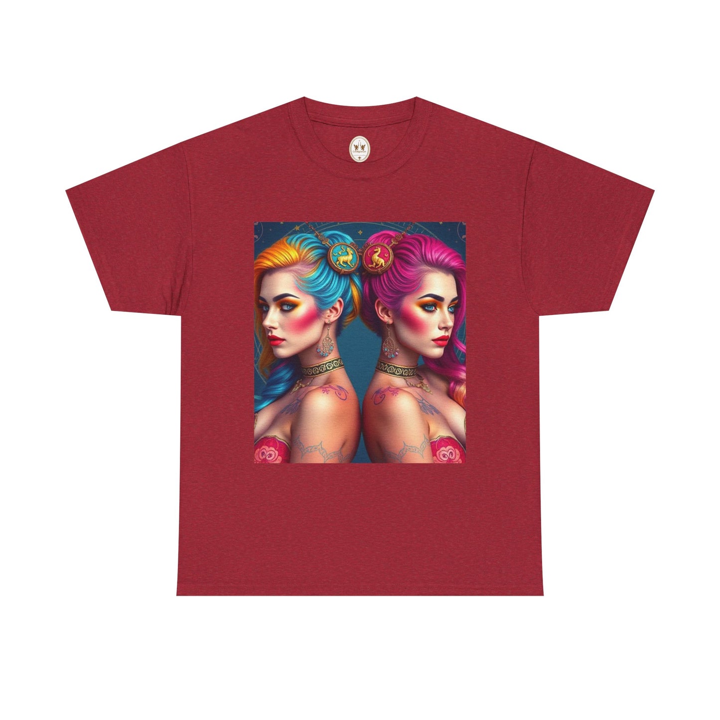 Unisex Heavy Cotton T-Shirt, Gemini, Zodiac v2, Sexy Art