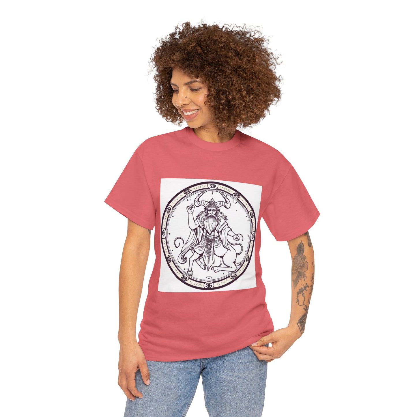 Unisex Heavy Cotton T-Shirt, Bull Centaur v1, Taurus Zodiac Design