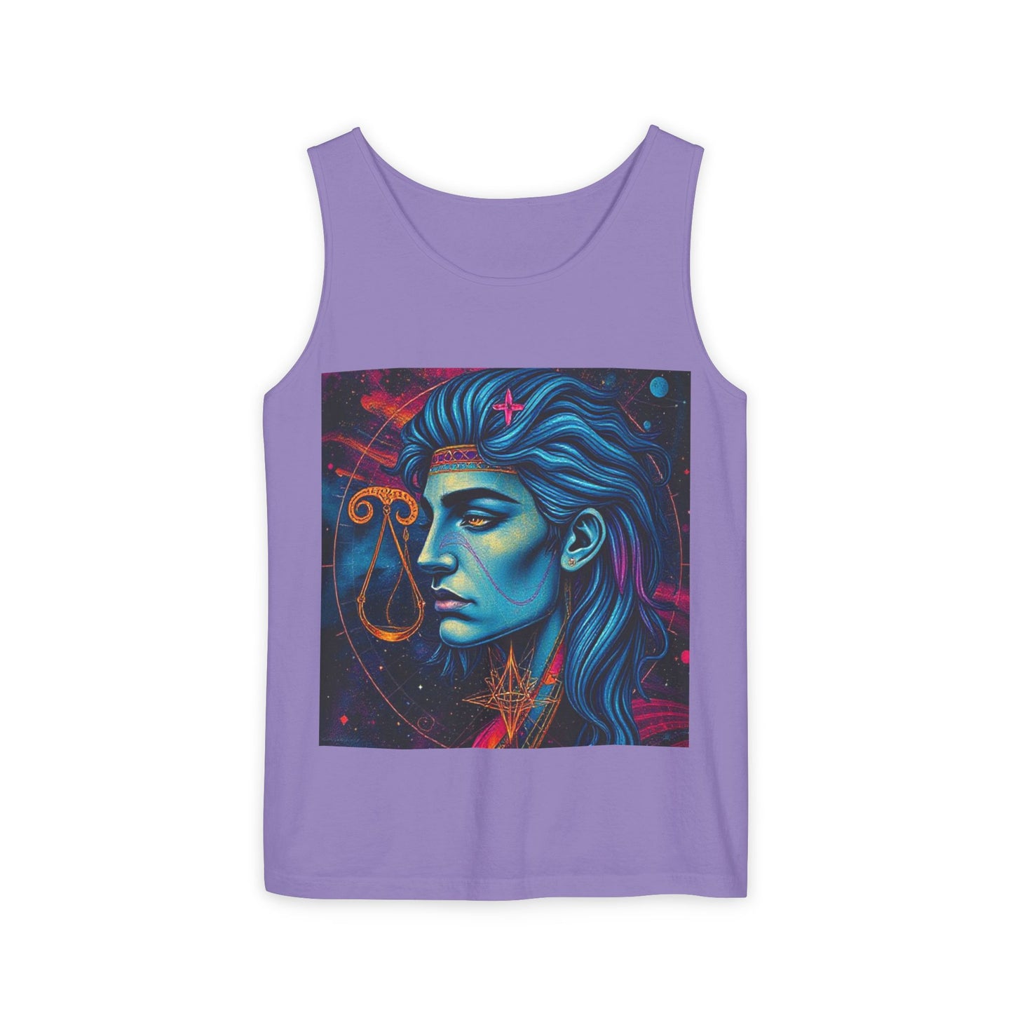 Unisex Garment-Dyed, Tank Top, Libra Design, Pop Art v1, 100% US cotton
