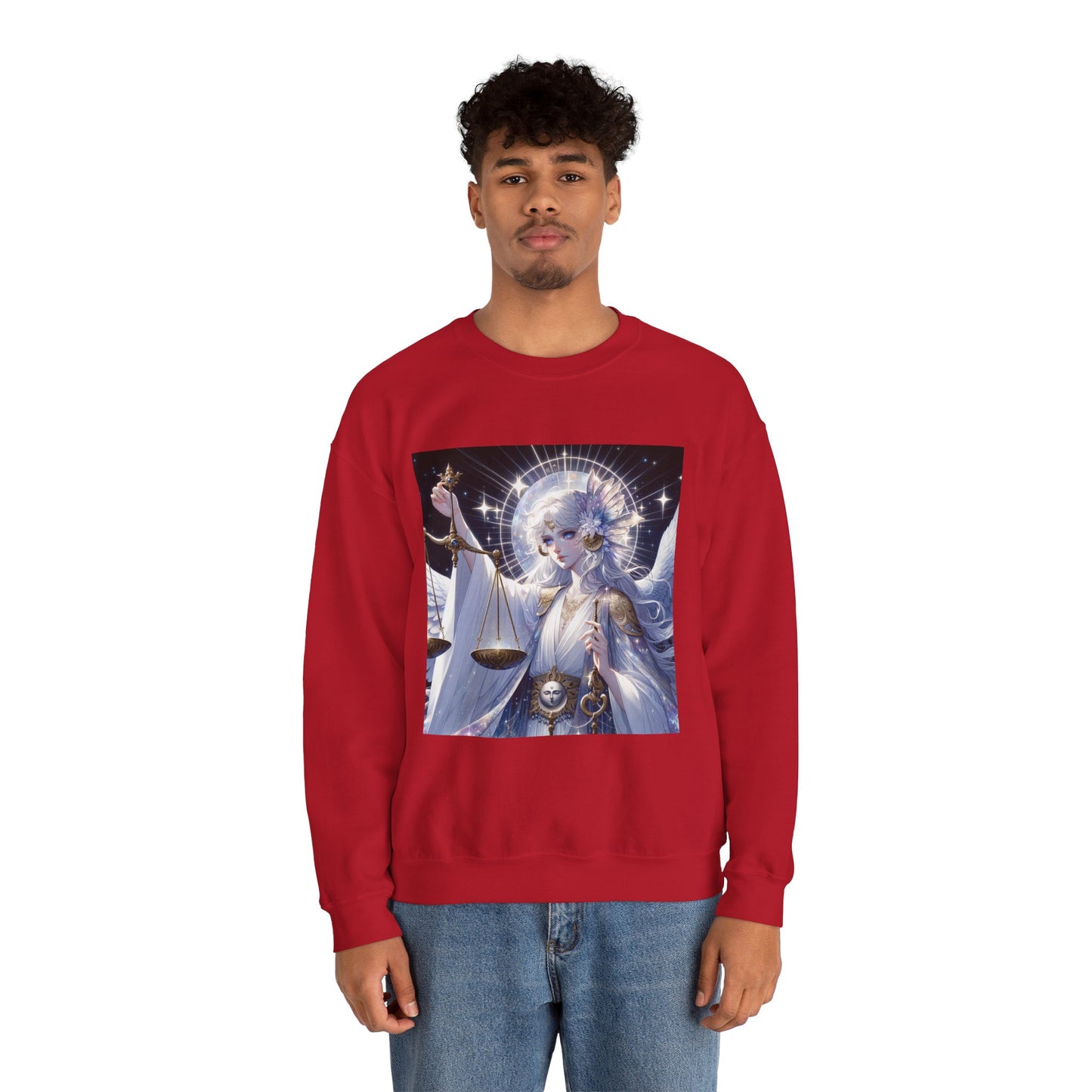 Unisex Heavy Blend™ Crewneck Sweatshirt,anime angel, Libra Zodiac Design