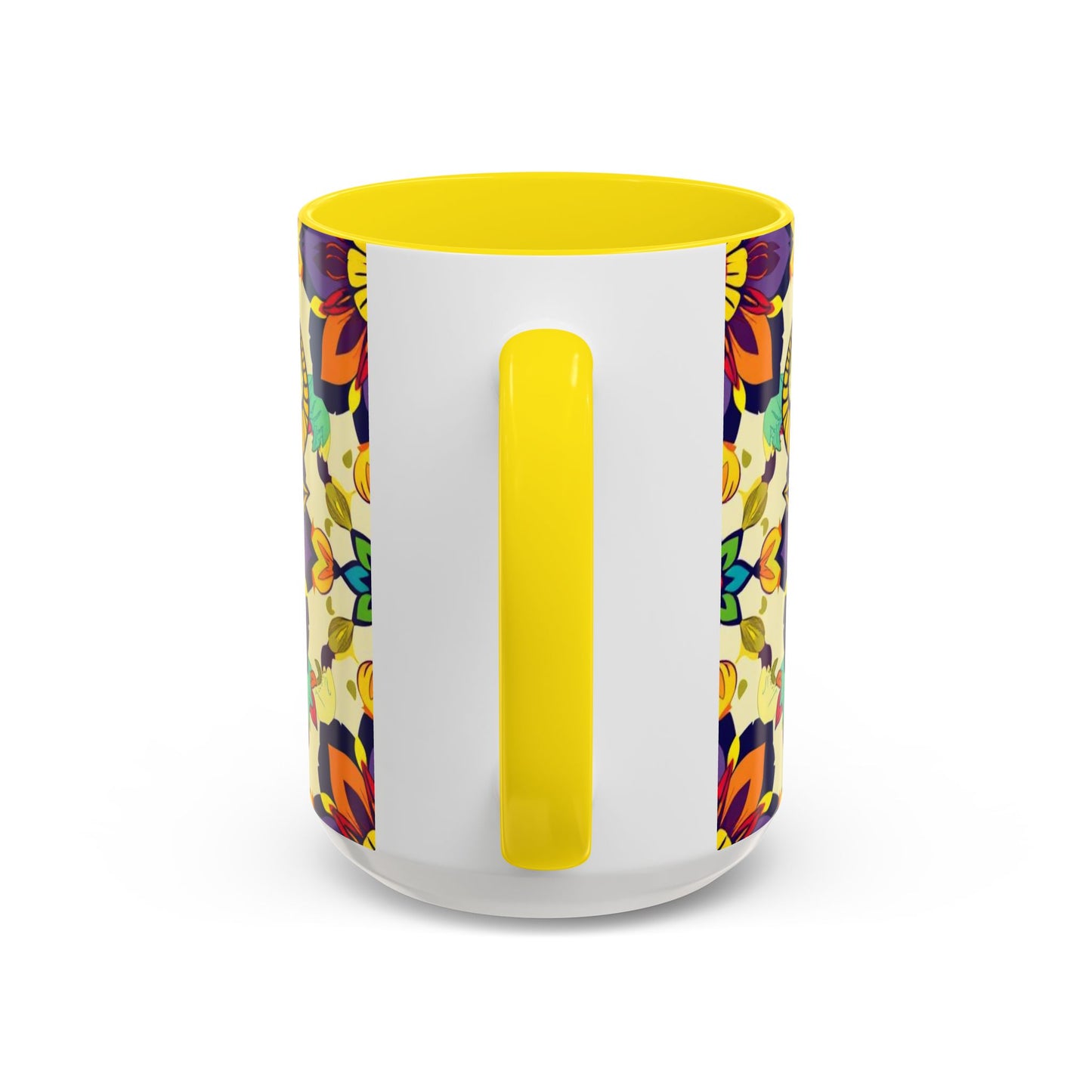 Accent Coffee Mug, Taurus, Zodiac v3. Flower Pattern, (11, 15oz)