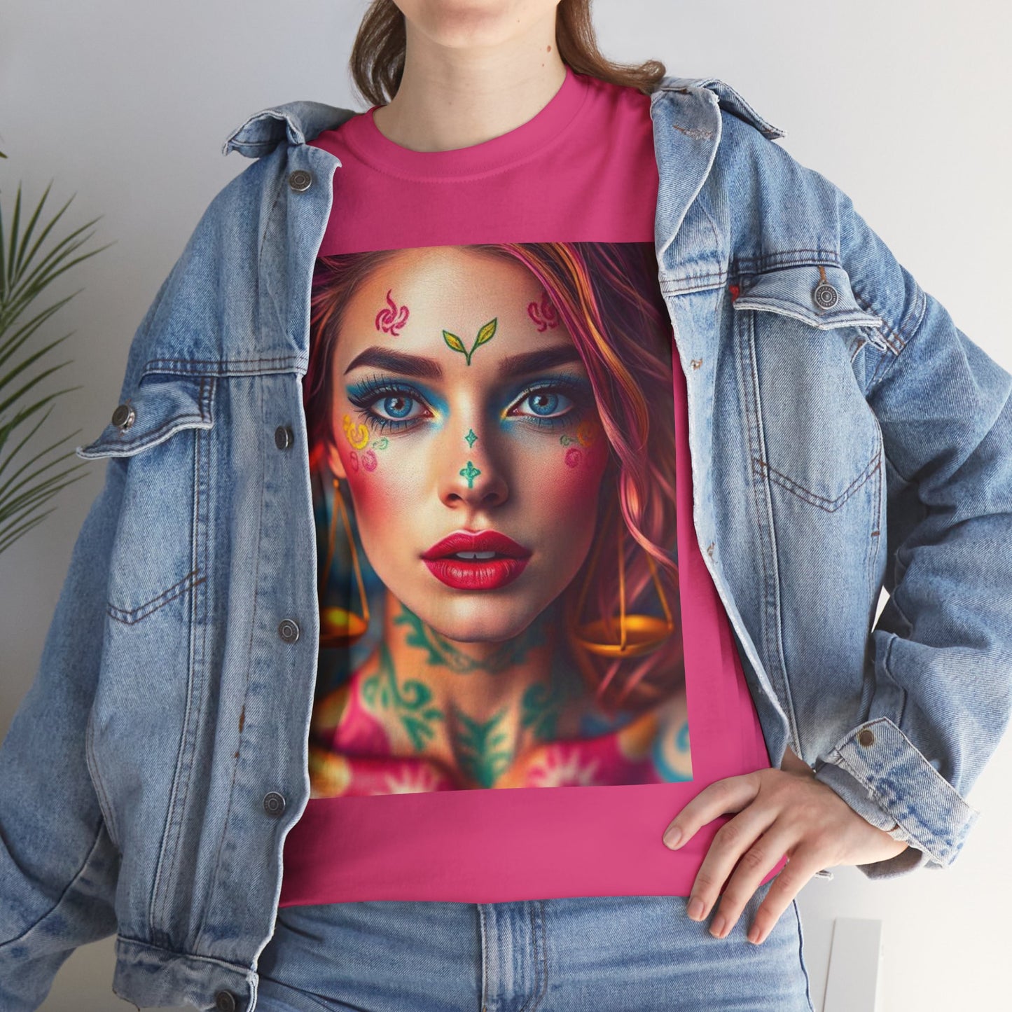 Unisex Heavy Cotton T-Shirt, Libra, Zodiac v1, Sexy Art