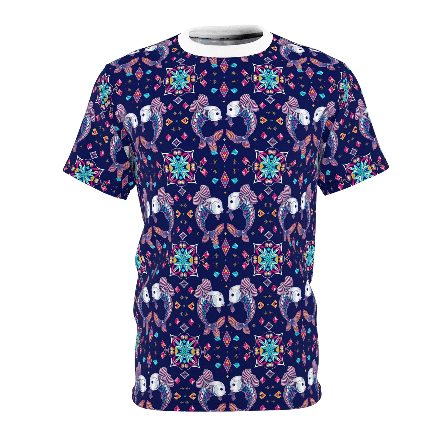 Unisex Cut & Sew T-Shirt, (AOP), Pisces, Zodiac, Jewels Pattern