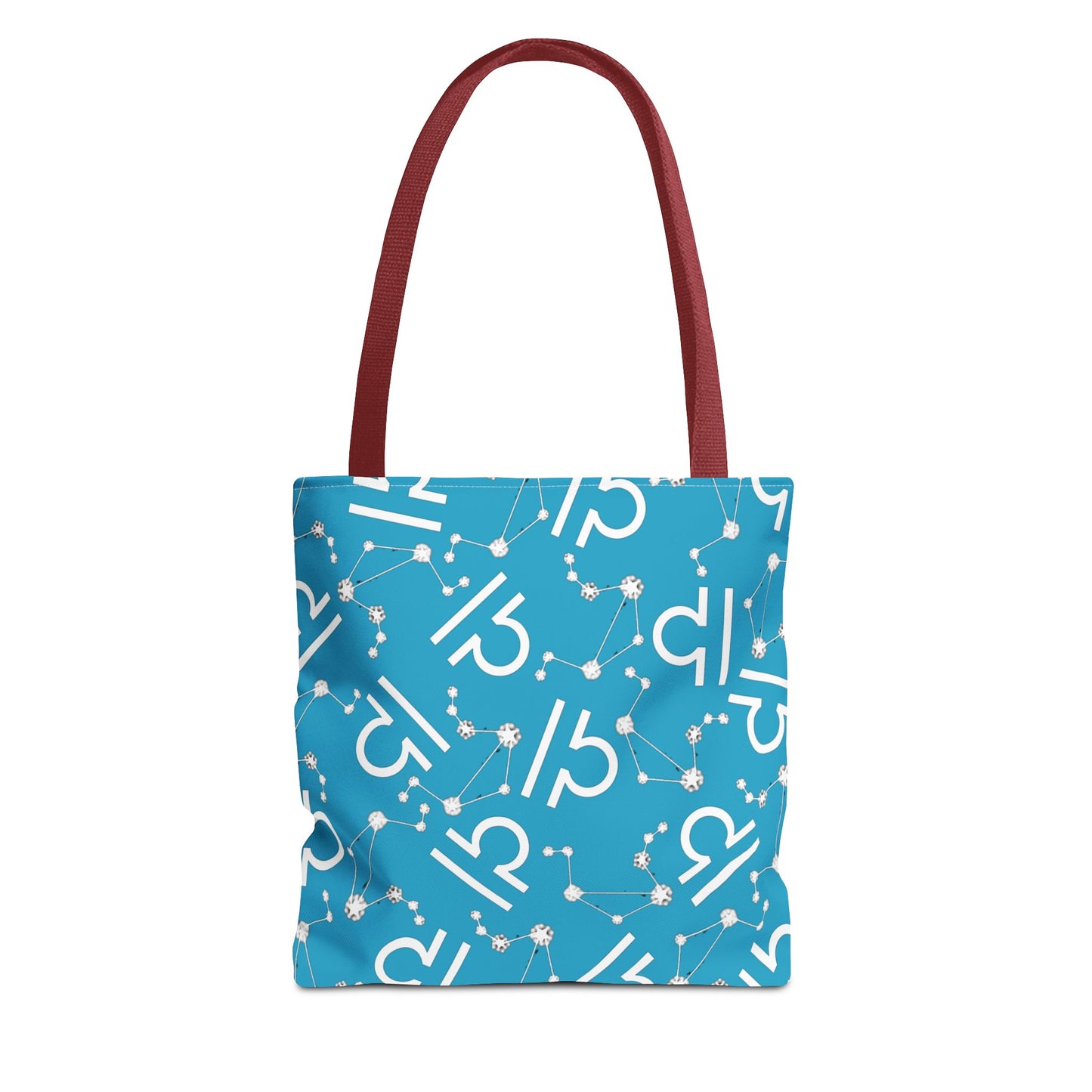 Tote Bag, Libra Zodiac Sign, AOP, (Turquoise, White)