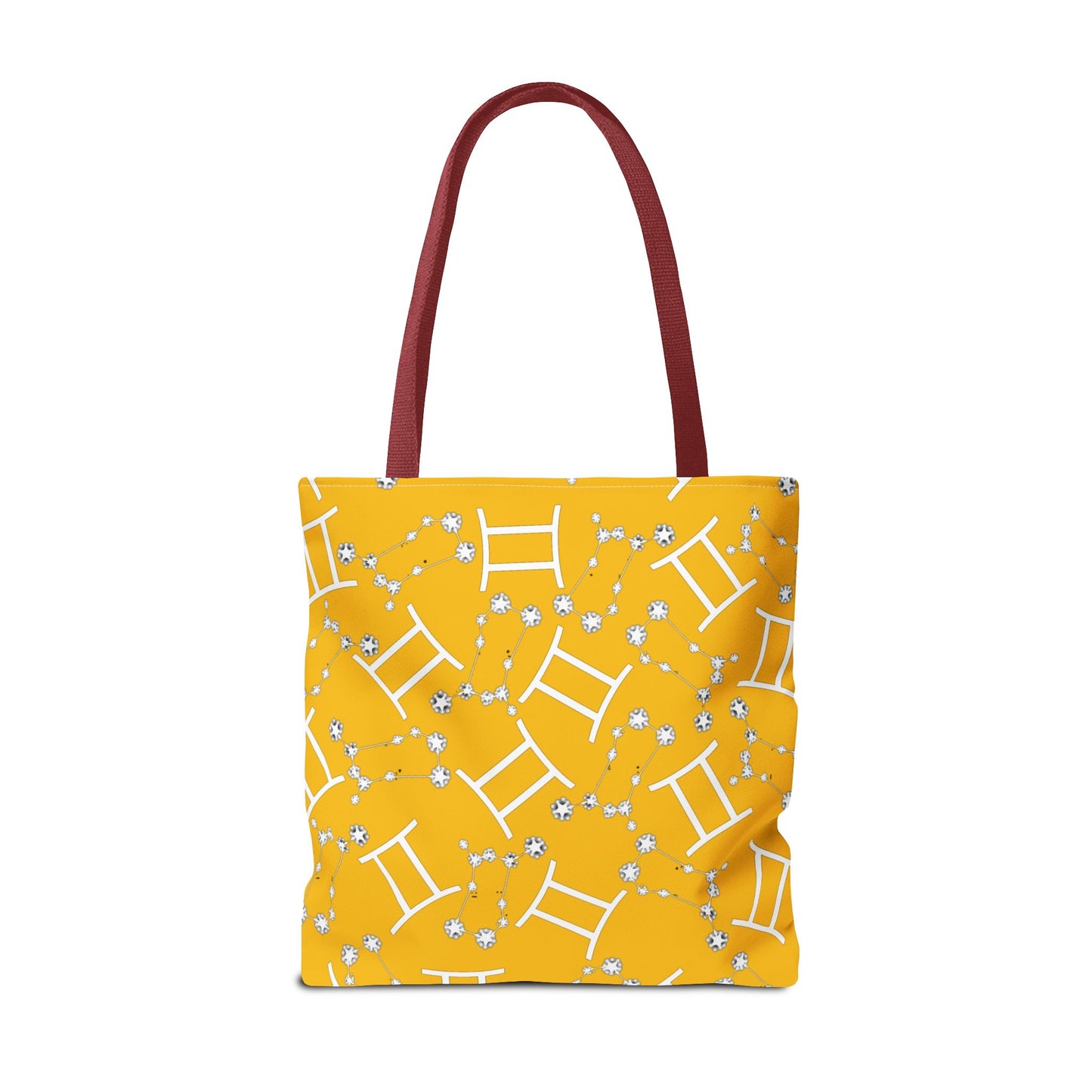 Tote Bag, Gemini Zodiac Sign, AOP, (Yellow, White Print)