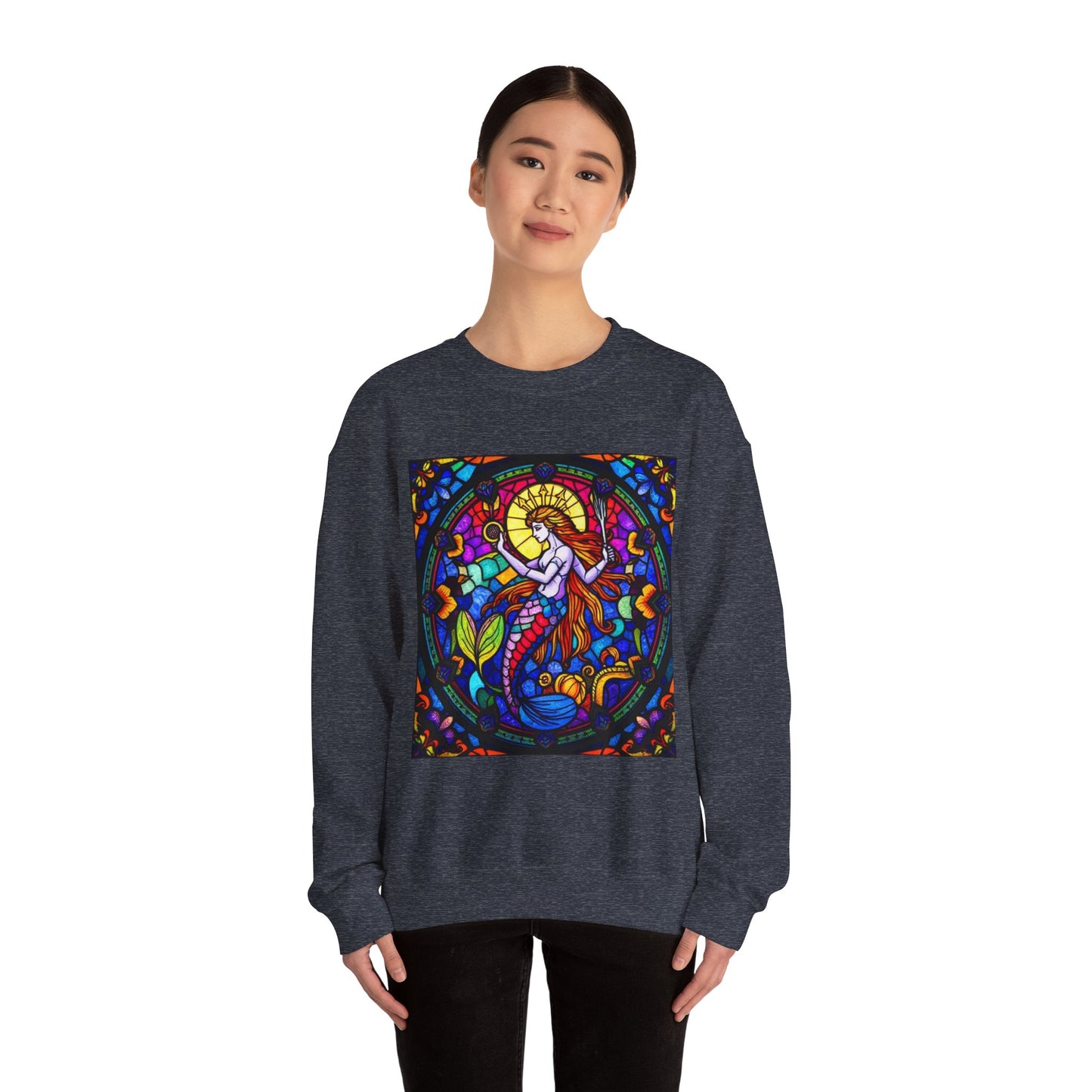 Unisex Heavy Blend™ Crewneck Sweatshirt, Glass 1, Aquarius Zodiac Design
