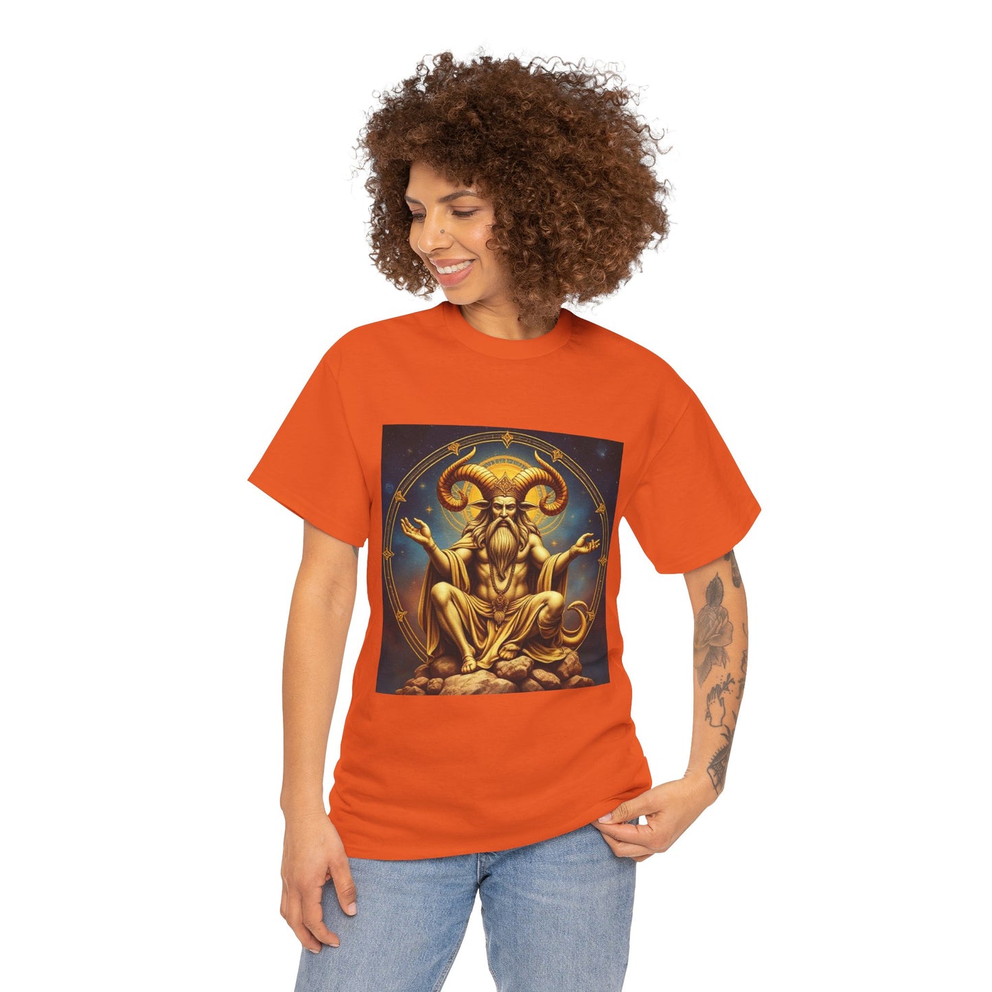 Unisex Heavy Cotton T-Shirt, On The Throne, Taurus Zodiac Design