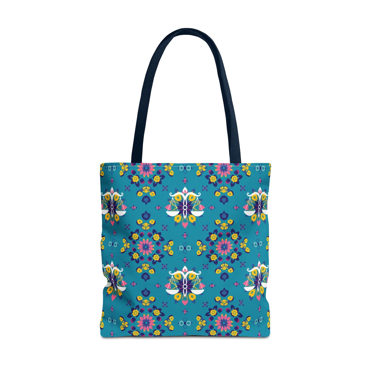 Tote Bag (AOP), Libra, Zodiac v1, Flower Pattern