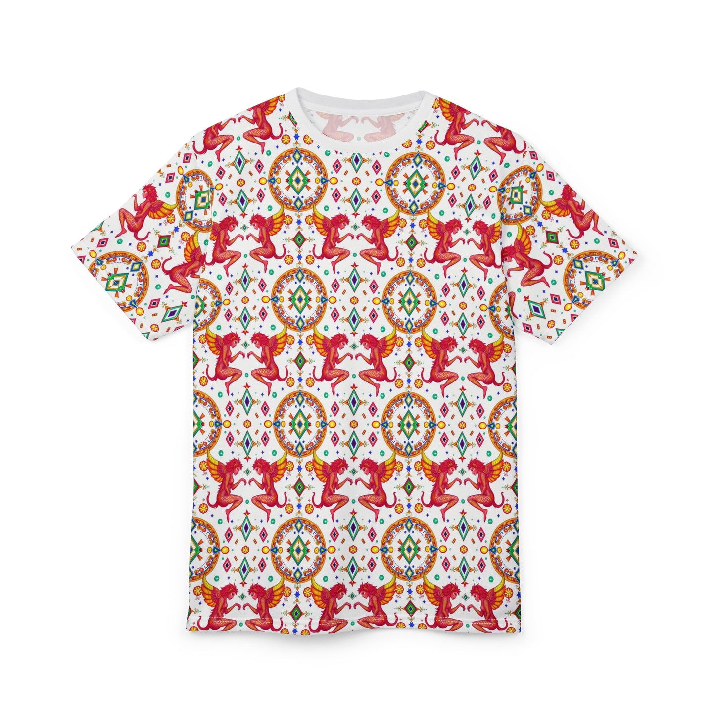 Unisex Cut & Sew T-Shirt, (AOP), Gemini, Zodiac v4, Jewels Pattern