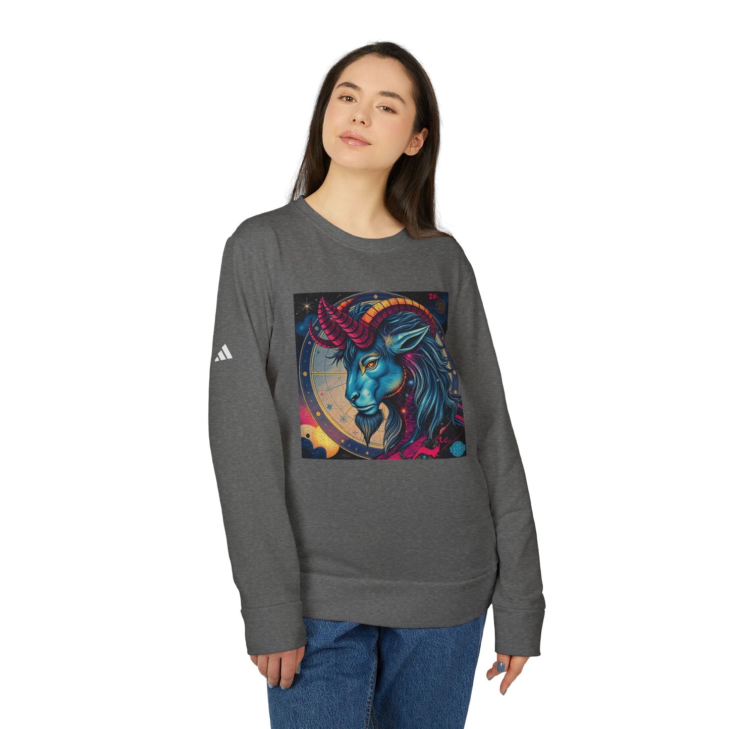 Adidas, Unisex Fleece Crewneck Sweatshirt, Capricorn, Pop Art v1, Zodiac