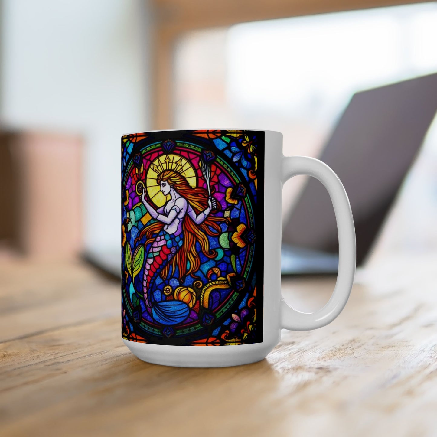 Ceramic Mug, (11oz, 15oz), Ceramic Coffee Mug, AOP, Glass Design, Aquarius Zodiac