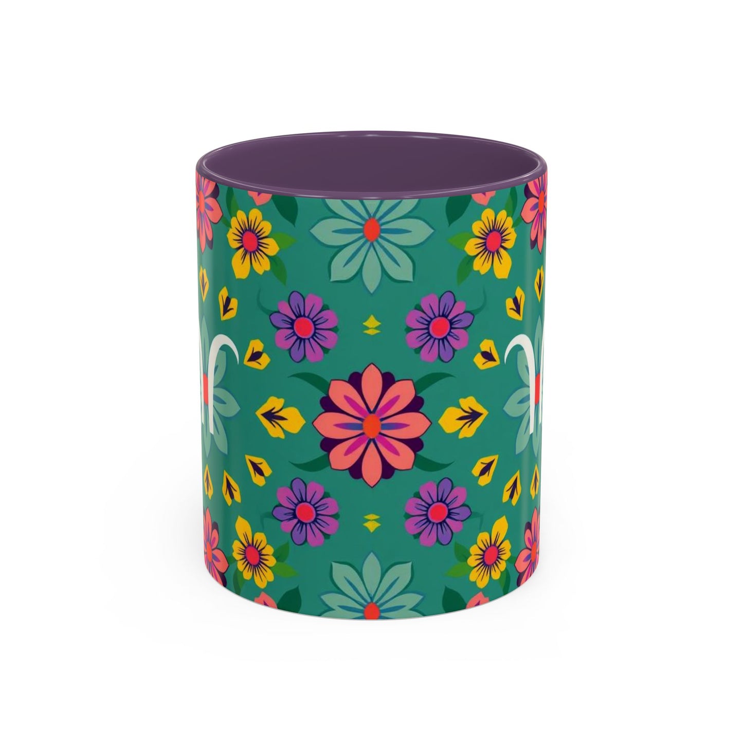 Accent Coffee Mug, Aquarius, Zodiac v3, Flower Pattern, (11, 15oz)