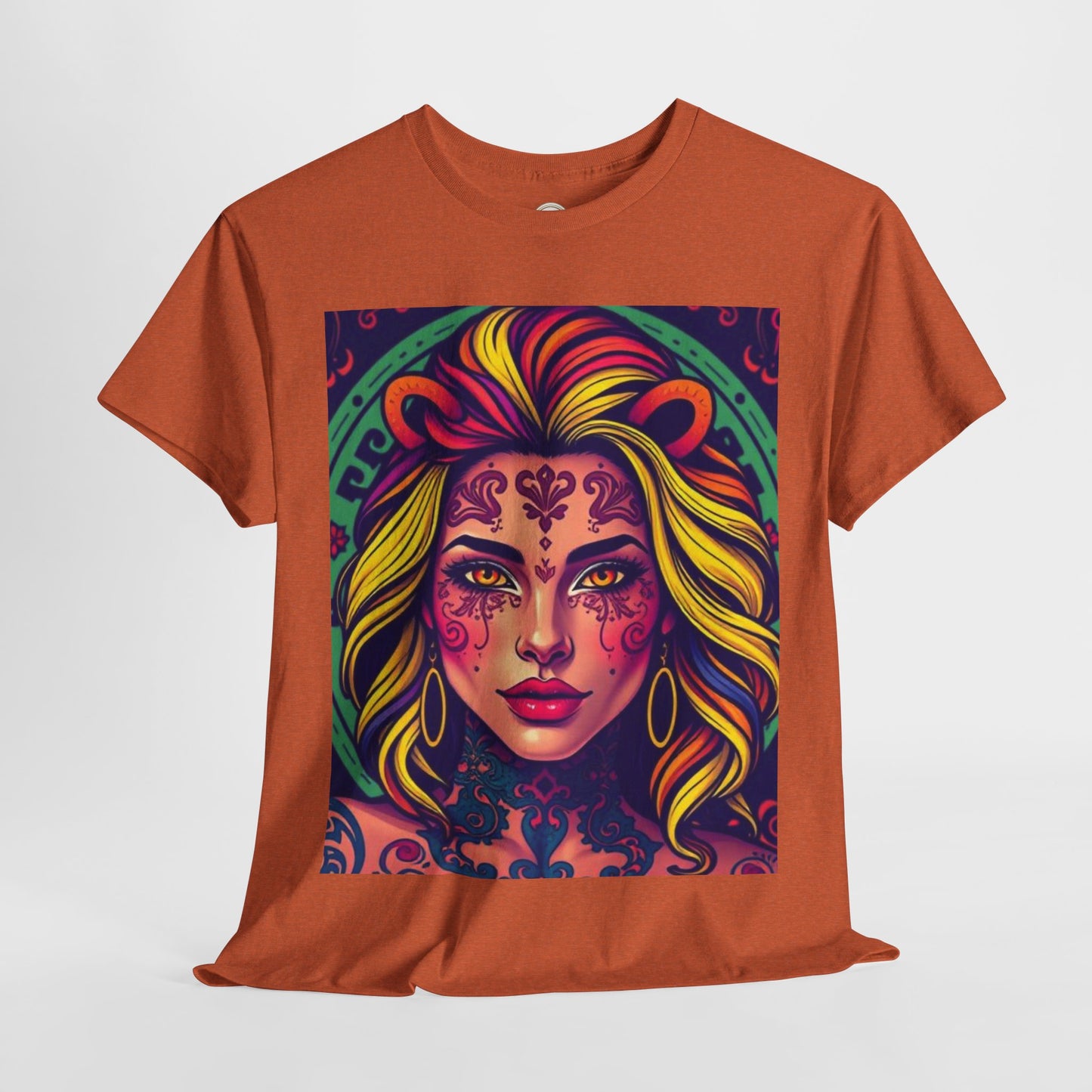 Unisex Heavy Cotton T-Shirt, Leo, Zodiac v1, Sexy Art