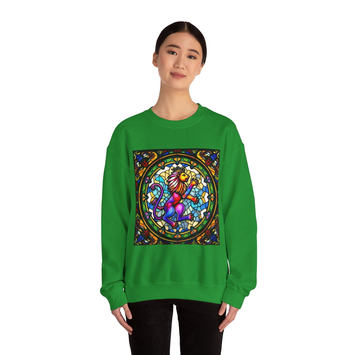 Unisex Heavy Blend™ Crewneck Sweatshirt, Glass, Leo Zodiac Design