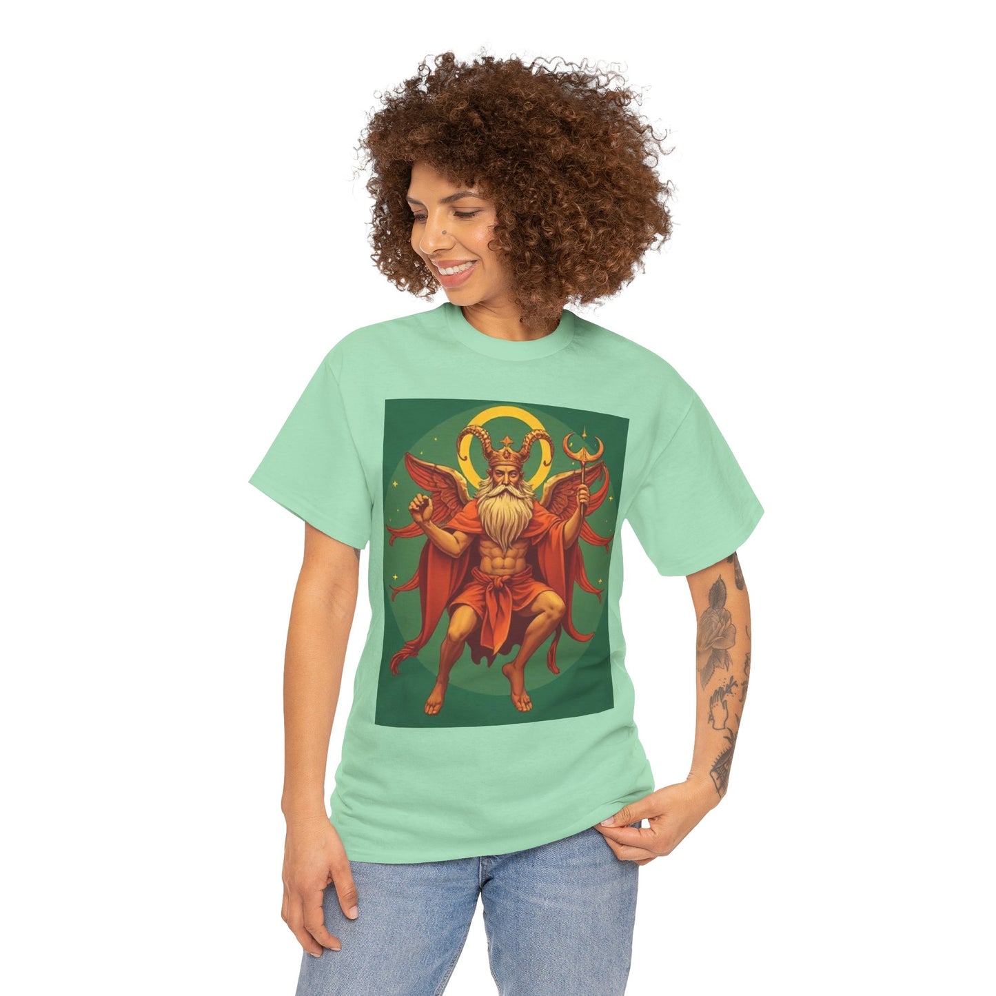 Unisex Heavy Cotton T-Shirt, Aries God 1v, Zodiac Design