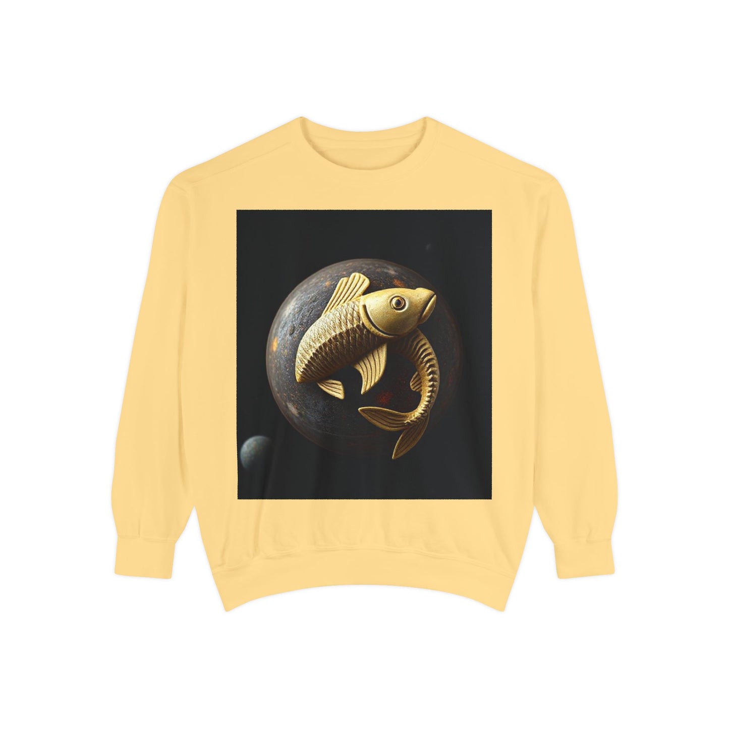 Garment-Dyed Sweatshirt, Unisex, Space Animal Design v1, Pisces