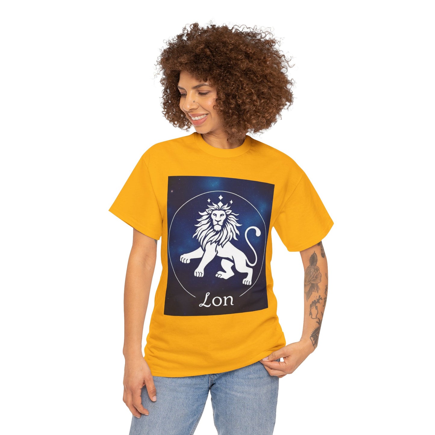 Unisex Heavy Cotton T-Shirt, Space Lion v1, Leo Zodiac Design