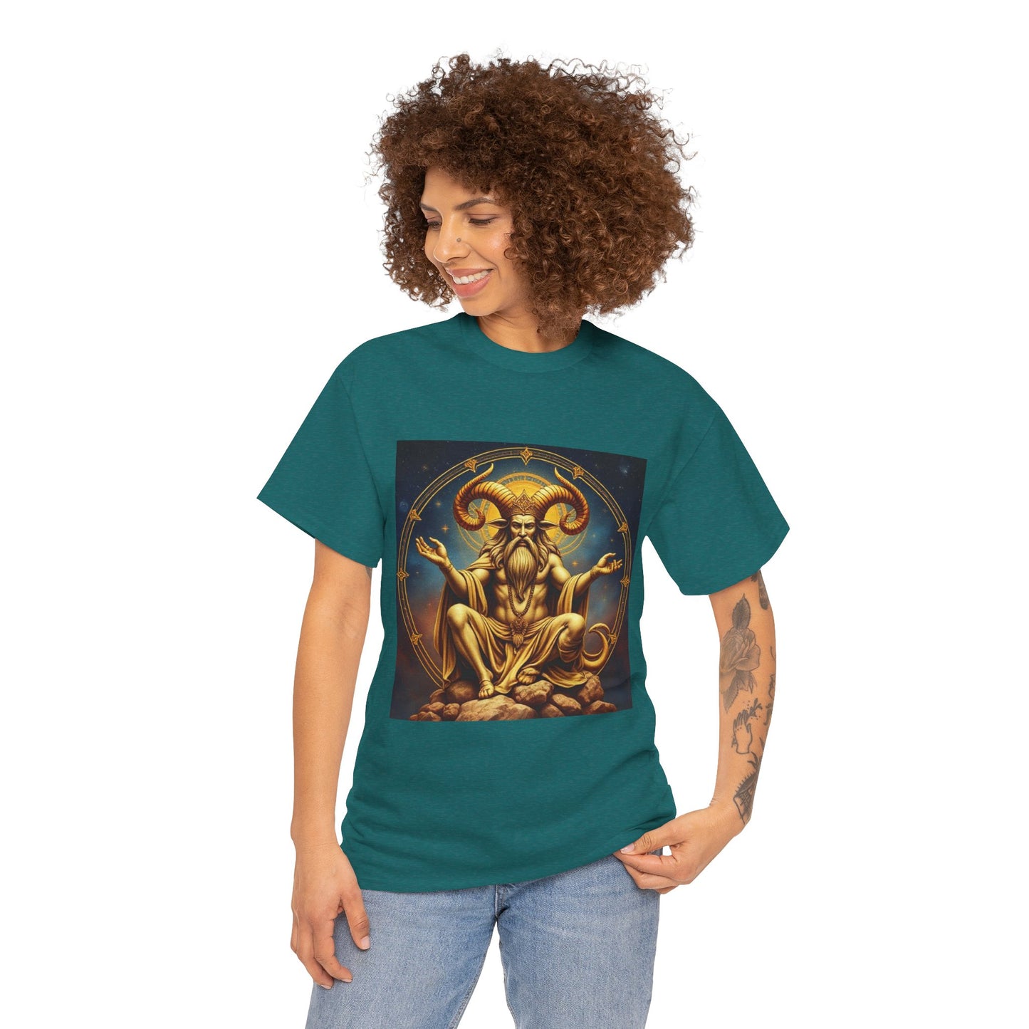 Unisex Heavy Cotton T-Shirt, On The Throne, Taurus Zodiac Design