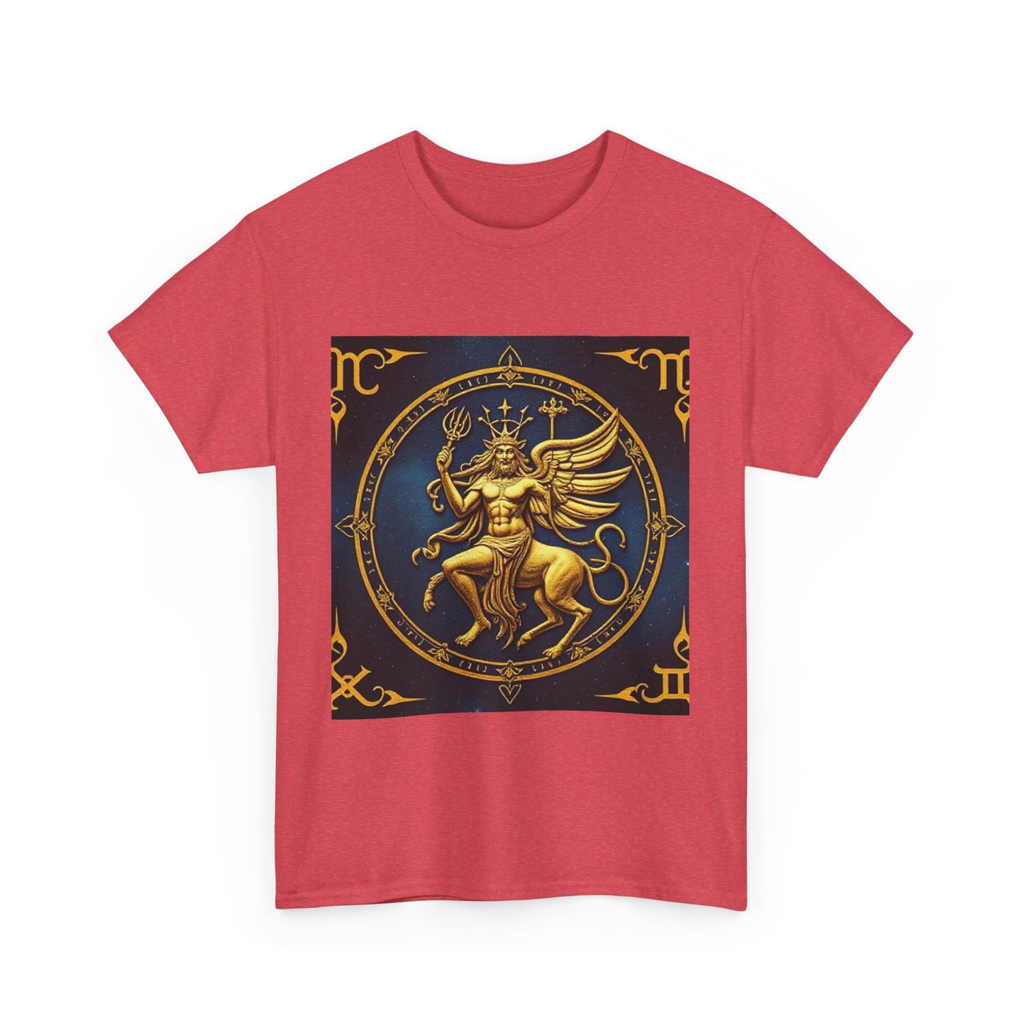 Unisex Heavy Cotton T-Shirt, Gold Angel, Symbol, Virgo Zodiac Design