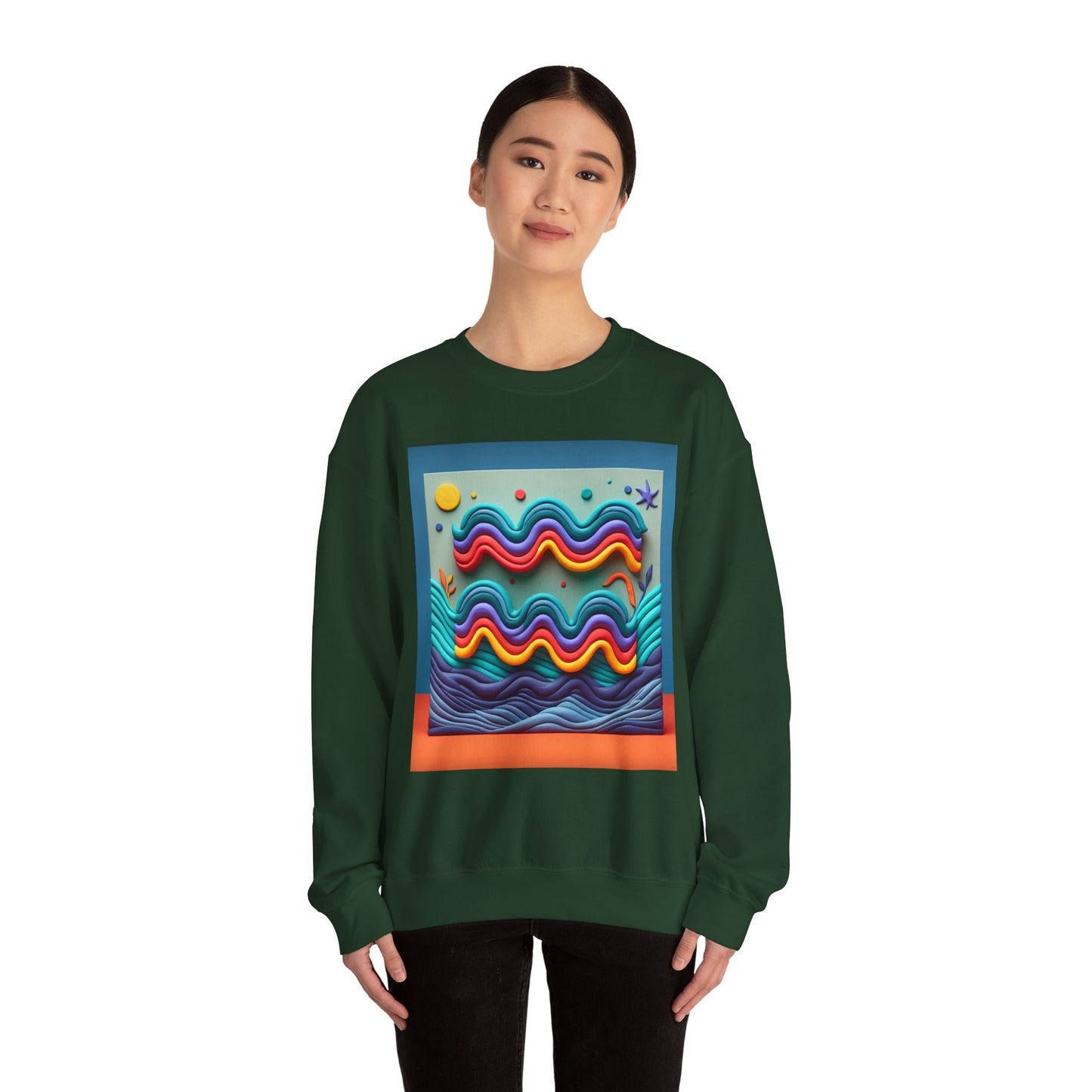 Unisex Heavy Blend™ Crewneck Sweatshirt, Water Painting, Aquarius Zodiac Design