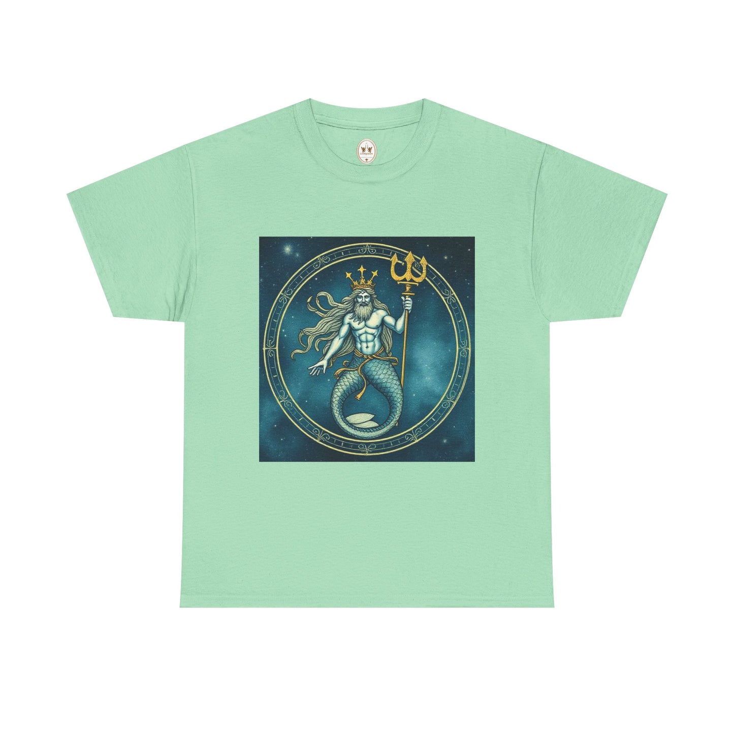 Unisex Heavy Cotton T-Shirt, Aquarius God 5v, Zodiac Design